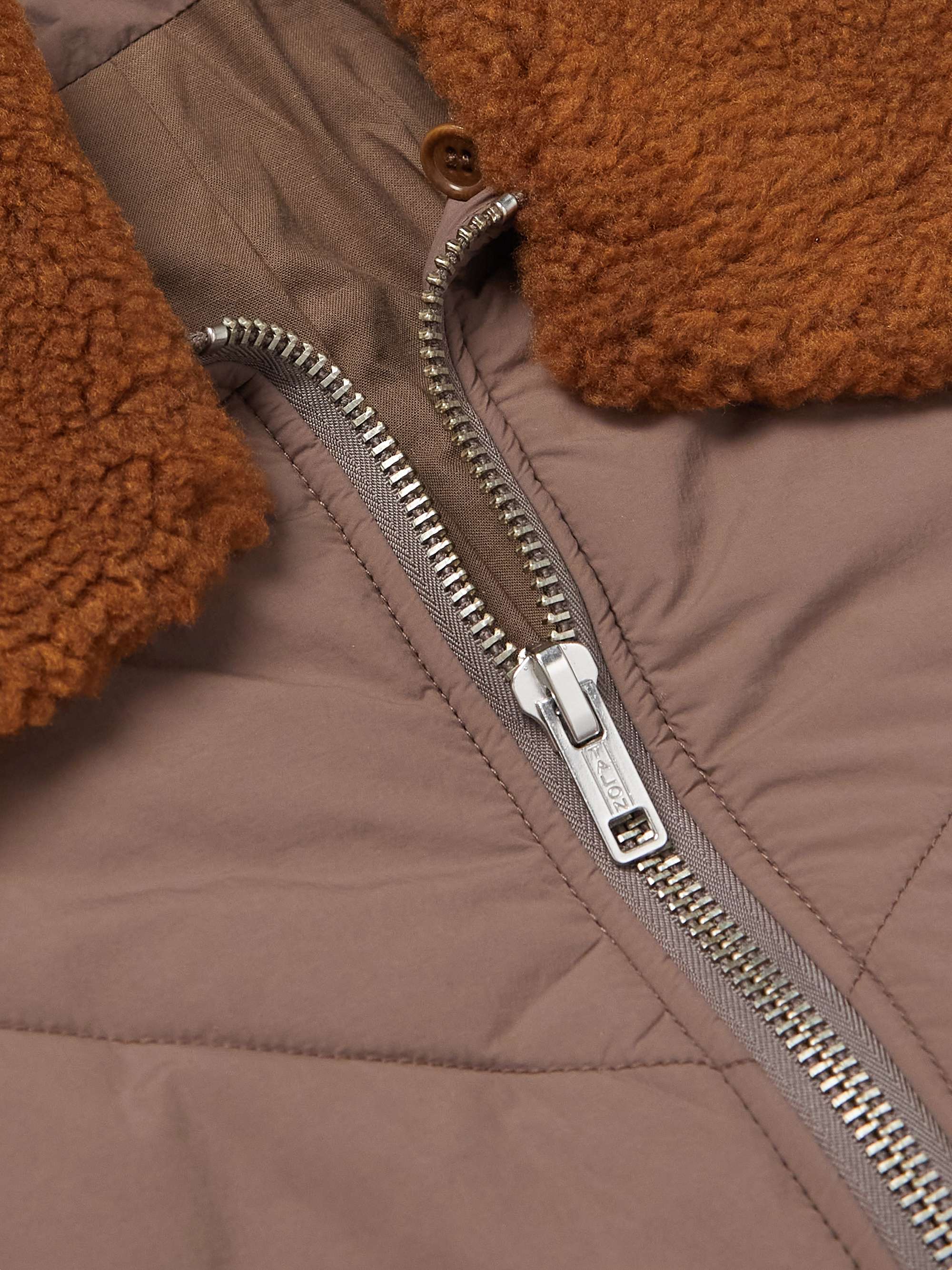 YMC Kool Herc Faux Shearling-Trimmed Quilted Shell Jacket