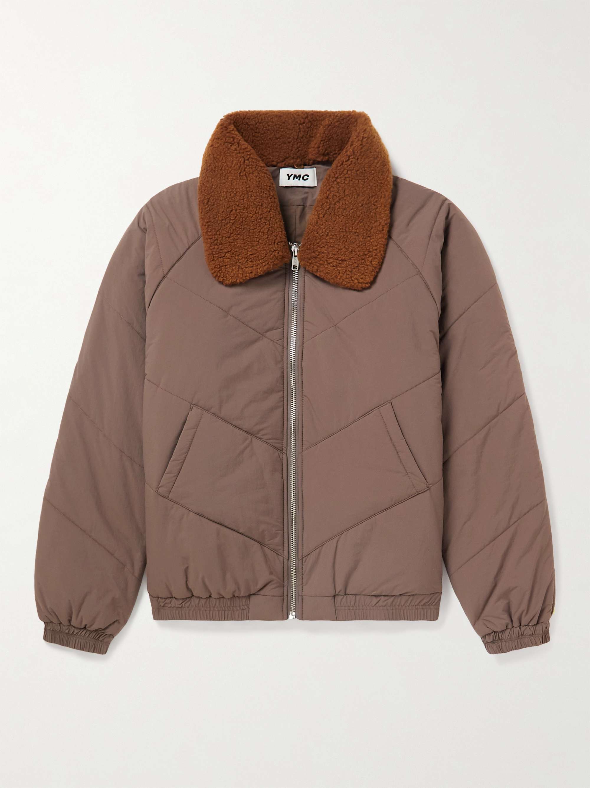YMC Kool Herc Faux Shearling-Trimmed Quilted Shell Jacket