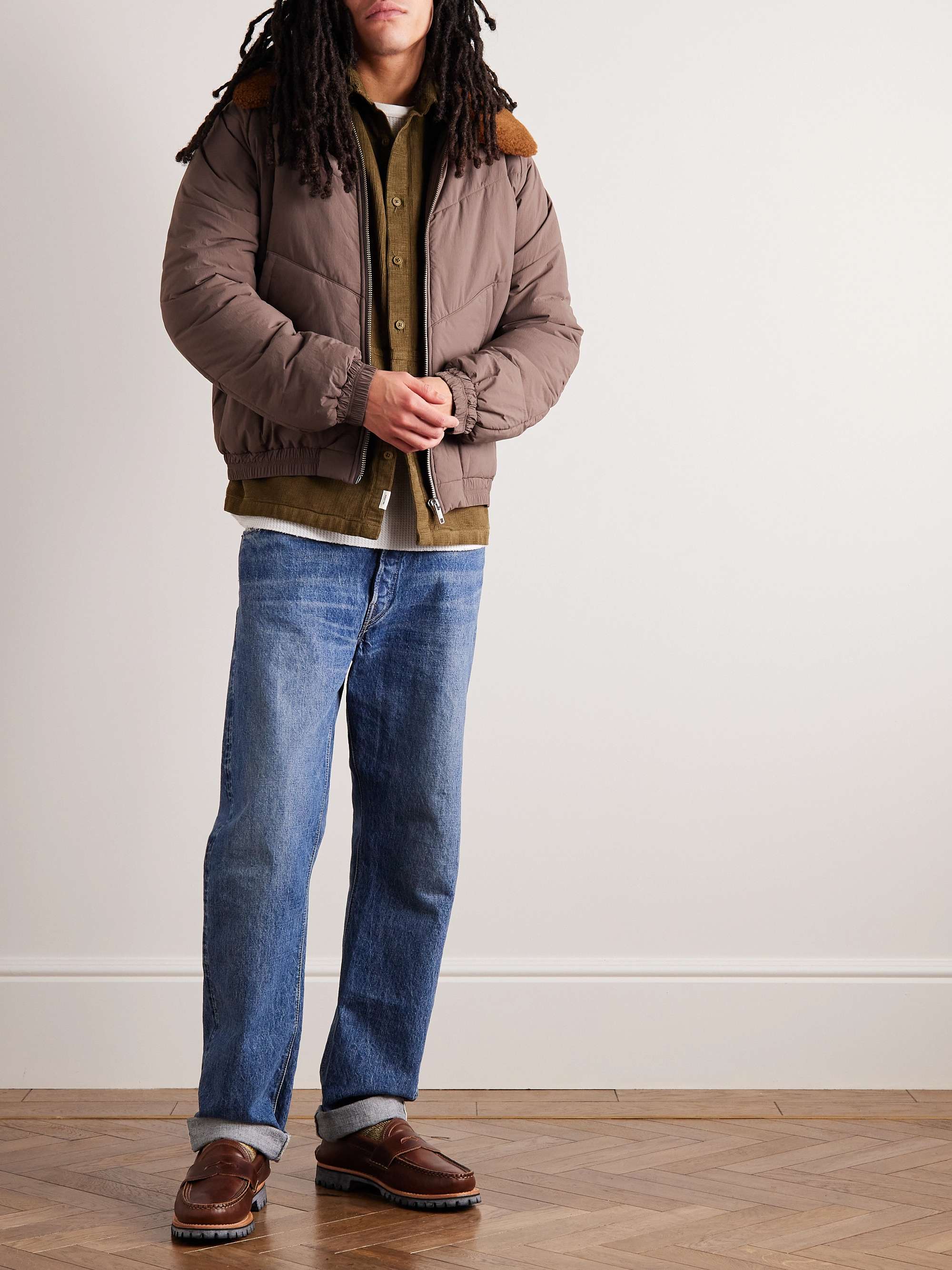 YMC Kool Herc Faux Shearling-Trimmed Quilted Shell Jacket