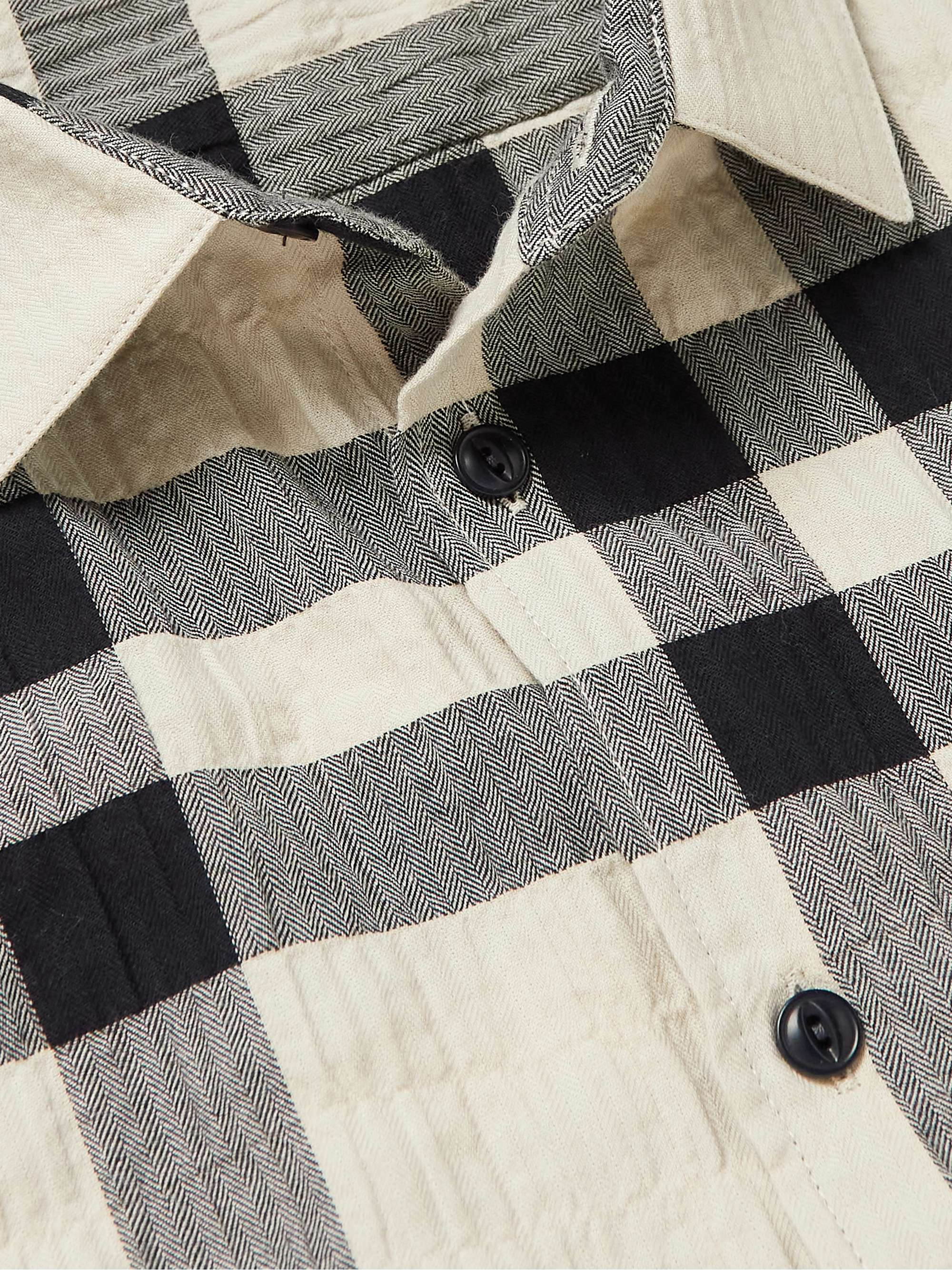 YMC Curstis Checked Herringbone Cotton-Blend Seersucker Shirt