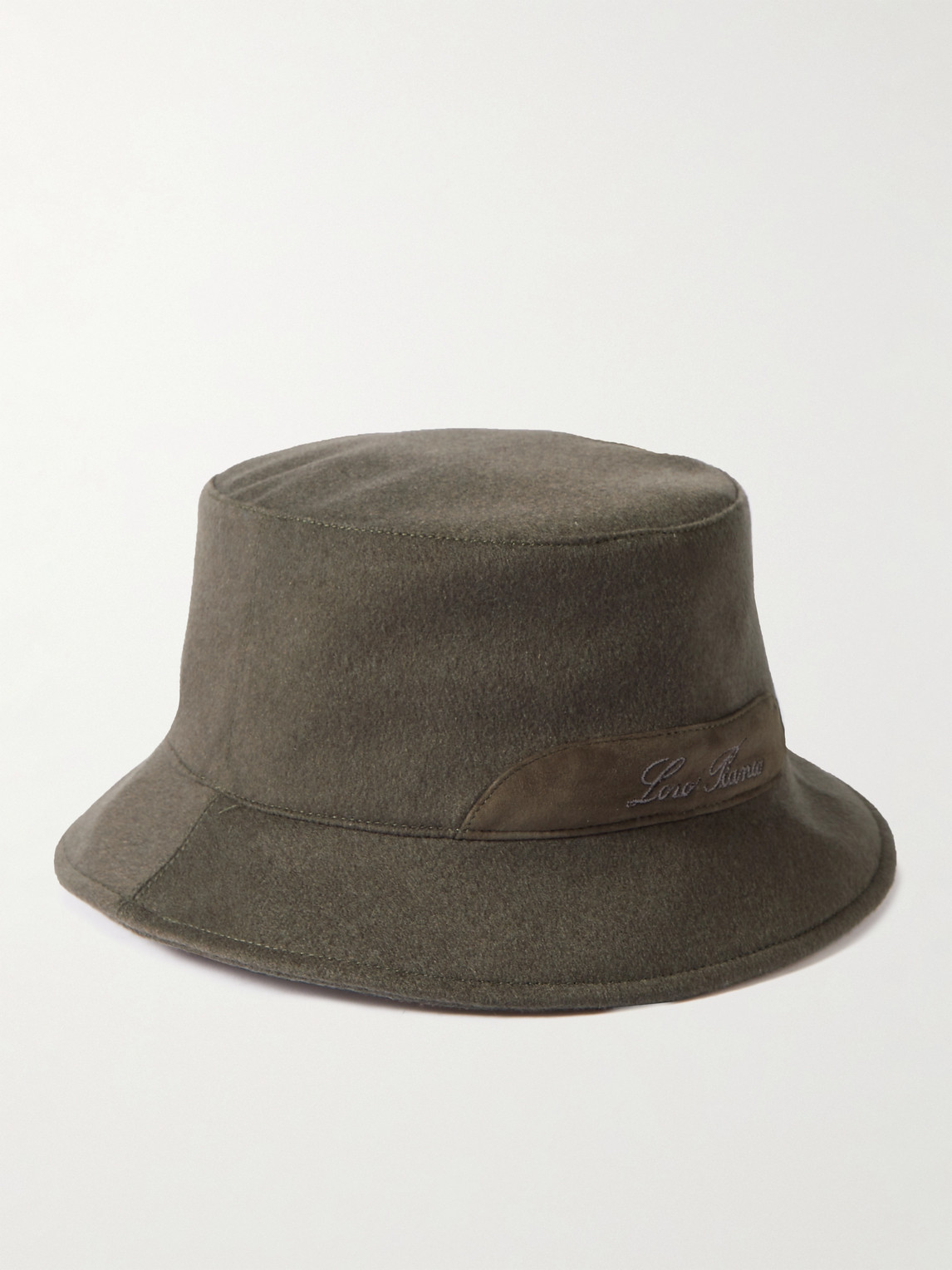 Shop Loro Piana Cityleisure Suede-trimmed Cashmere Bucket Hat In Green