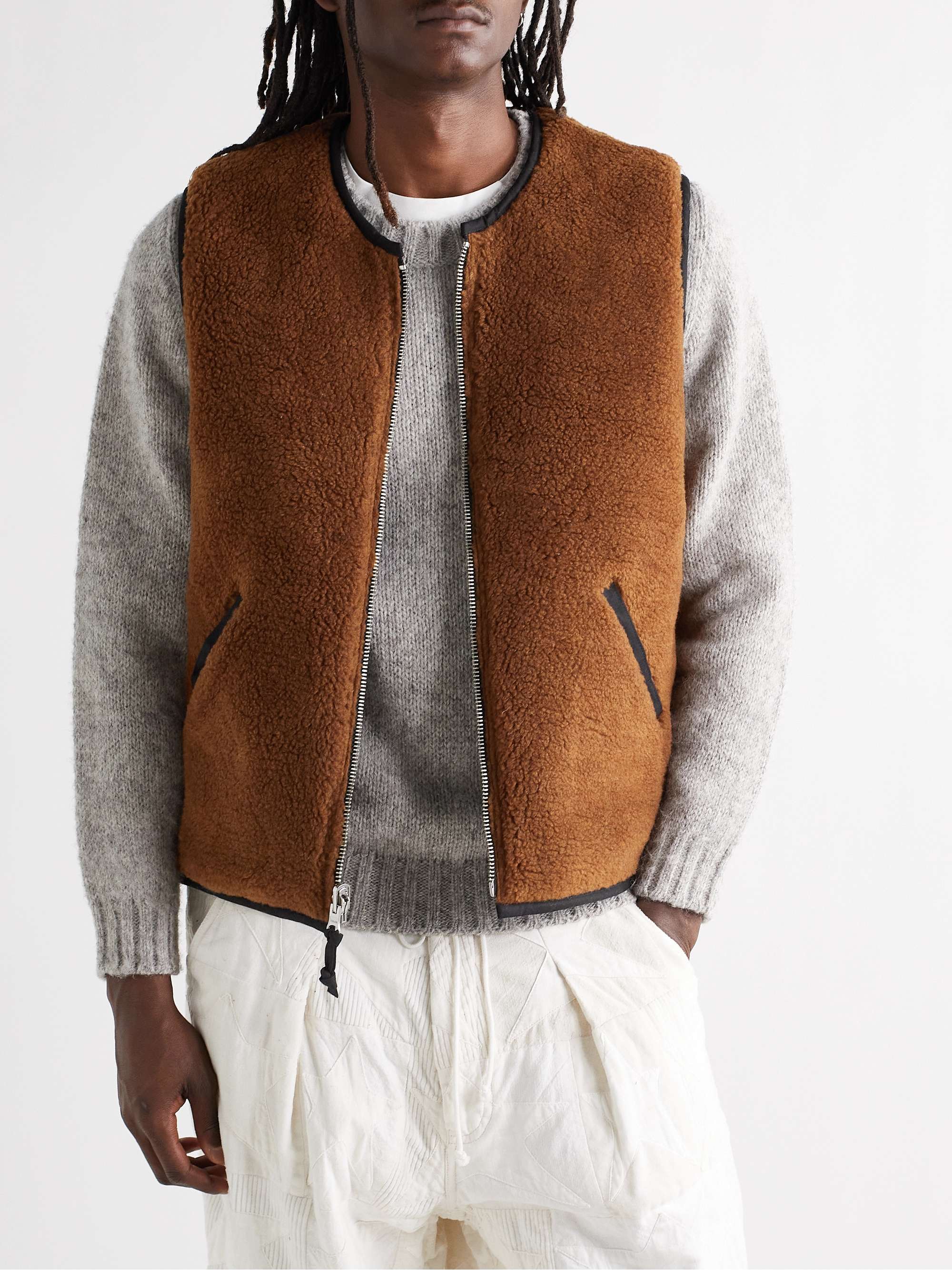 YMC Wyatt Reversible Fleece and Waxed-Cotton Gilet