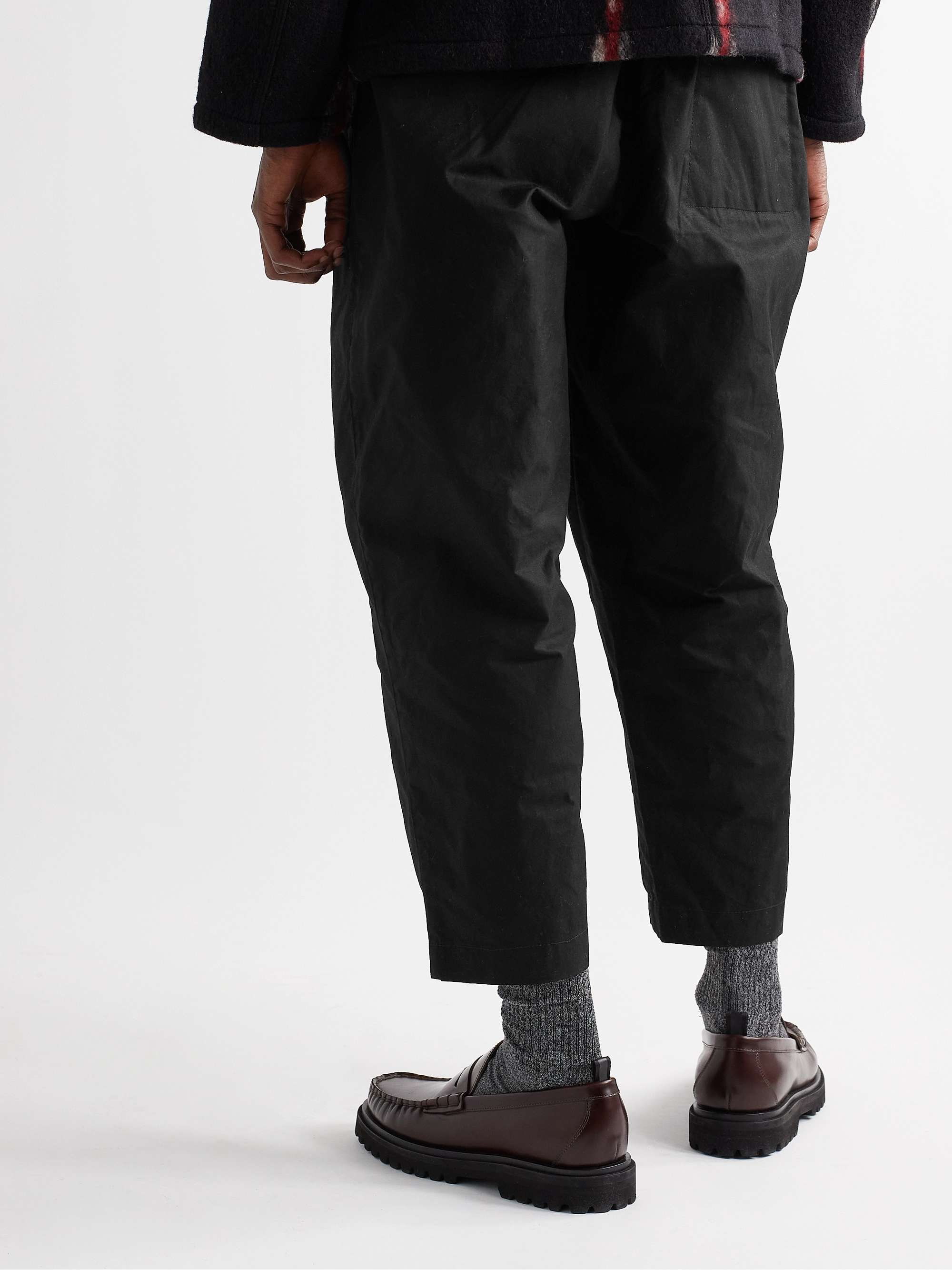 YMC Sylvian Tapered Cropped Waxed-Cotton Trousers