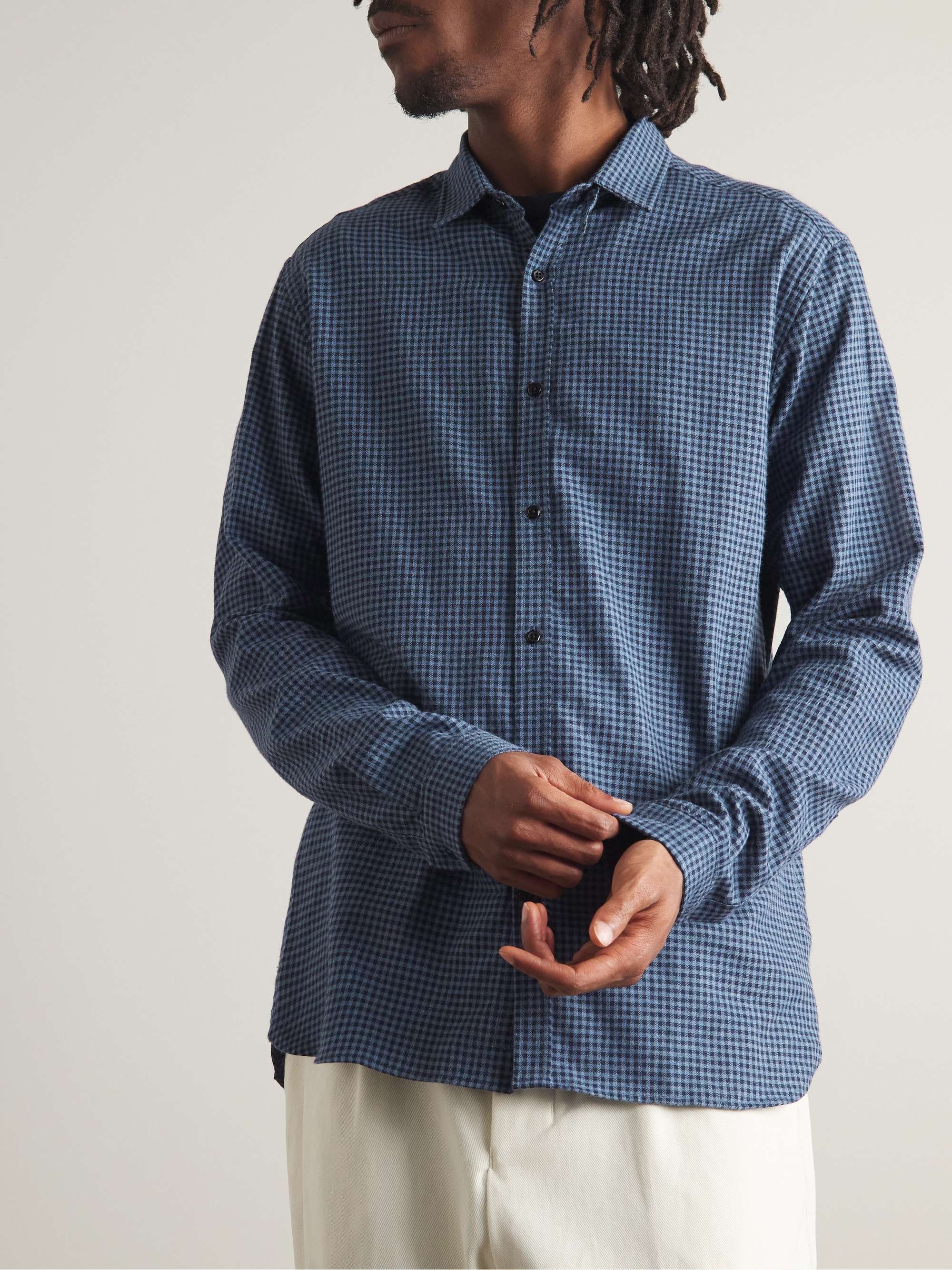 OLIVER SPENCER Clerkenwell Checked Cotton-Flannel Shirt