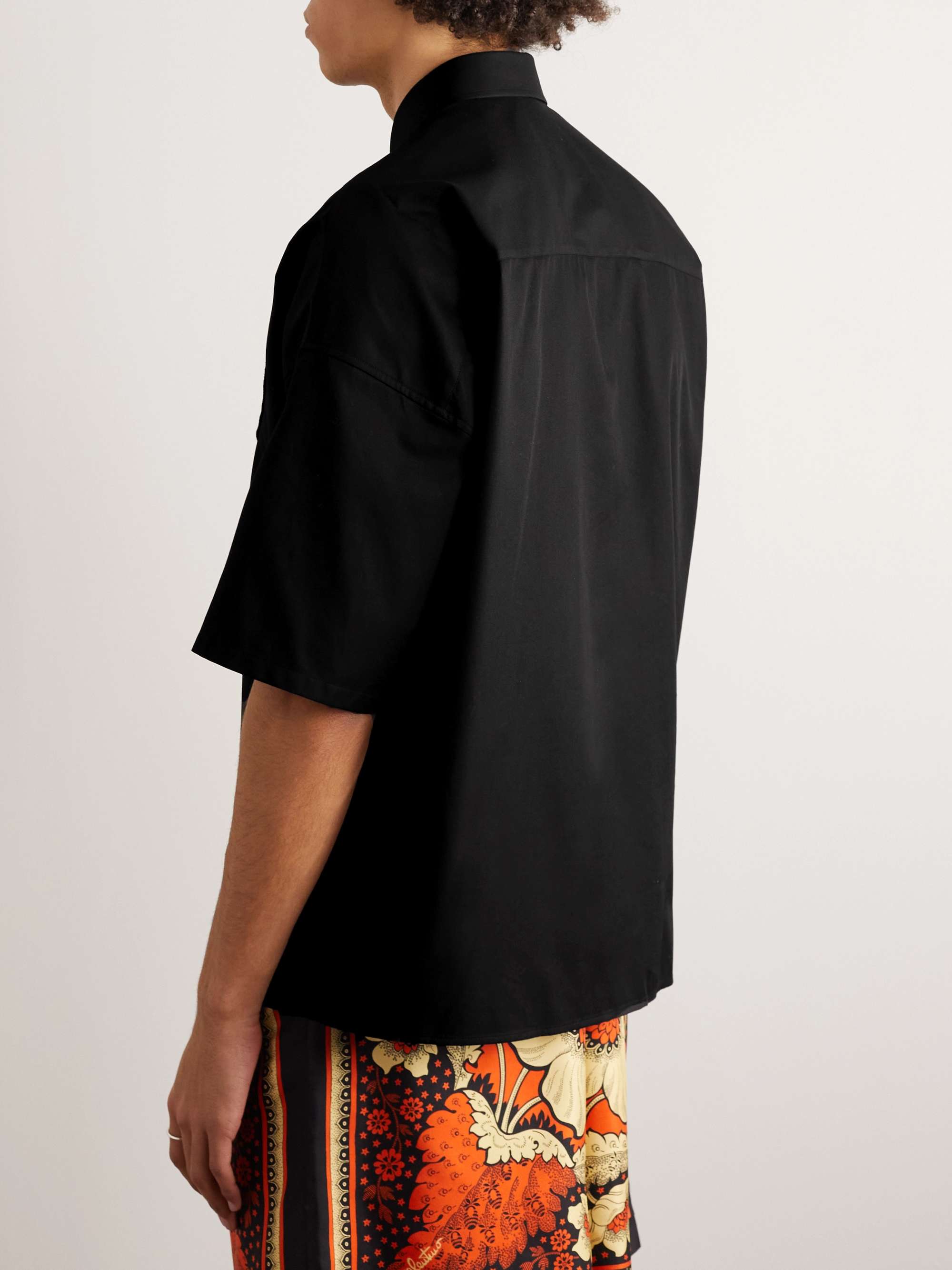 VALENTINO GARAVANI Logo-Embroidered Cotton-Twill Shirt