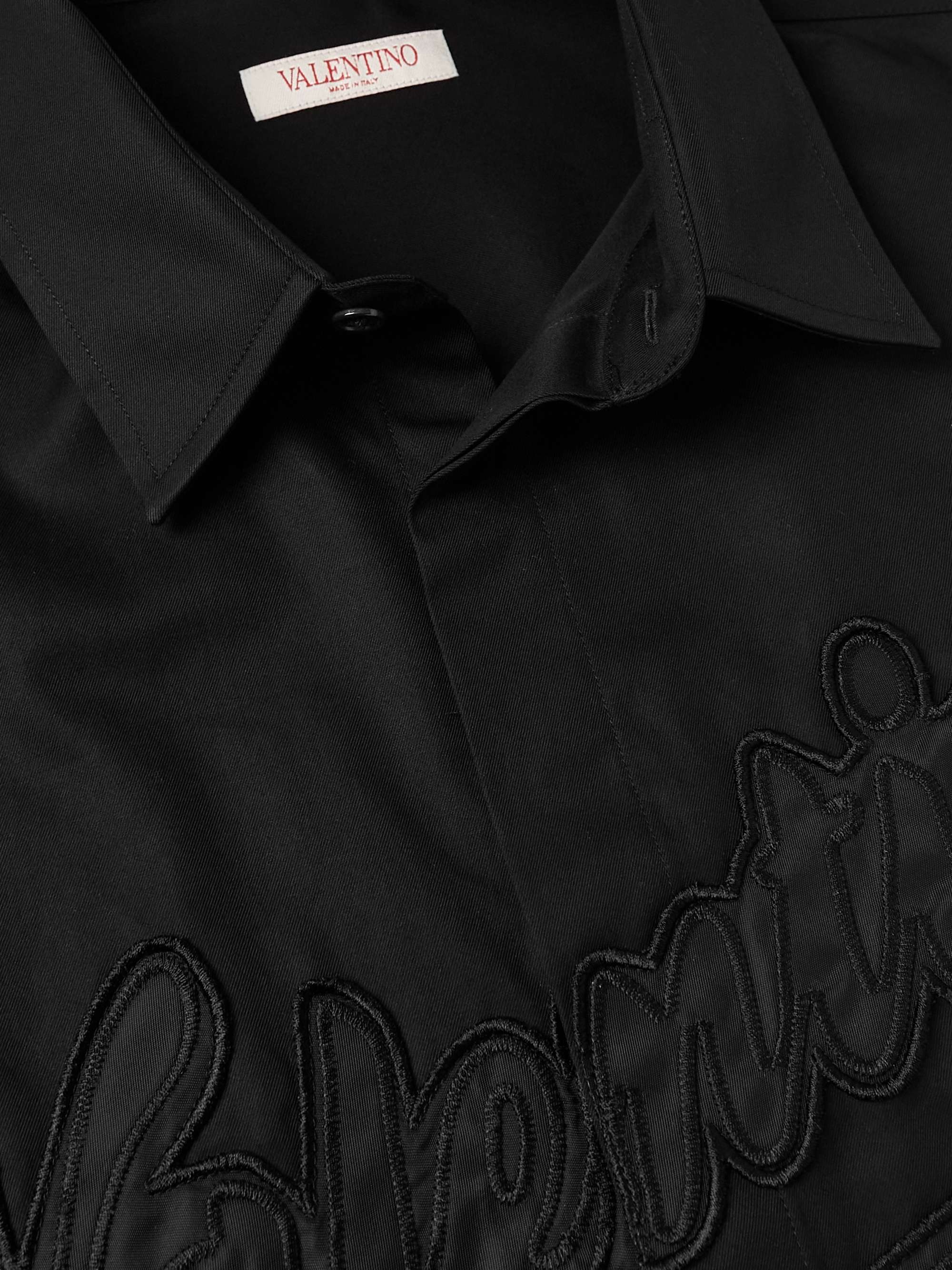 VALENTINO GARAVANI Logo-Embroidered Cotton-Twill Shirt