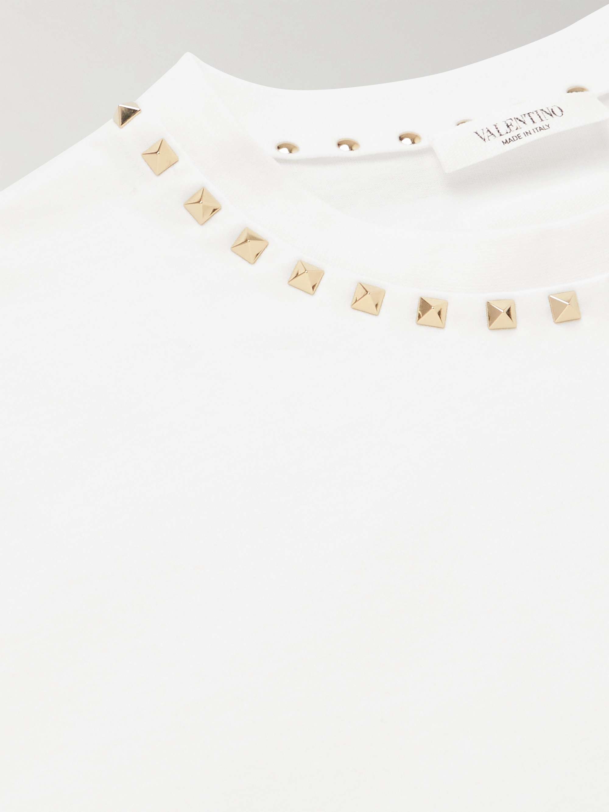 VALENTINO GARAVANI Rockstud Embellished Cotton-Jersey T-Shirt
