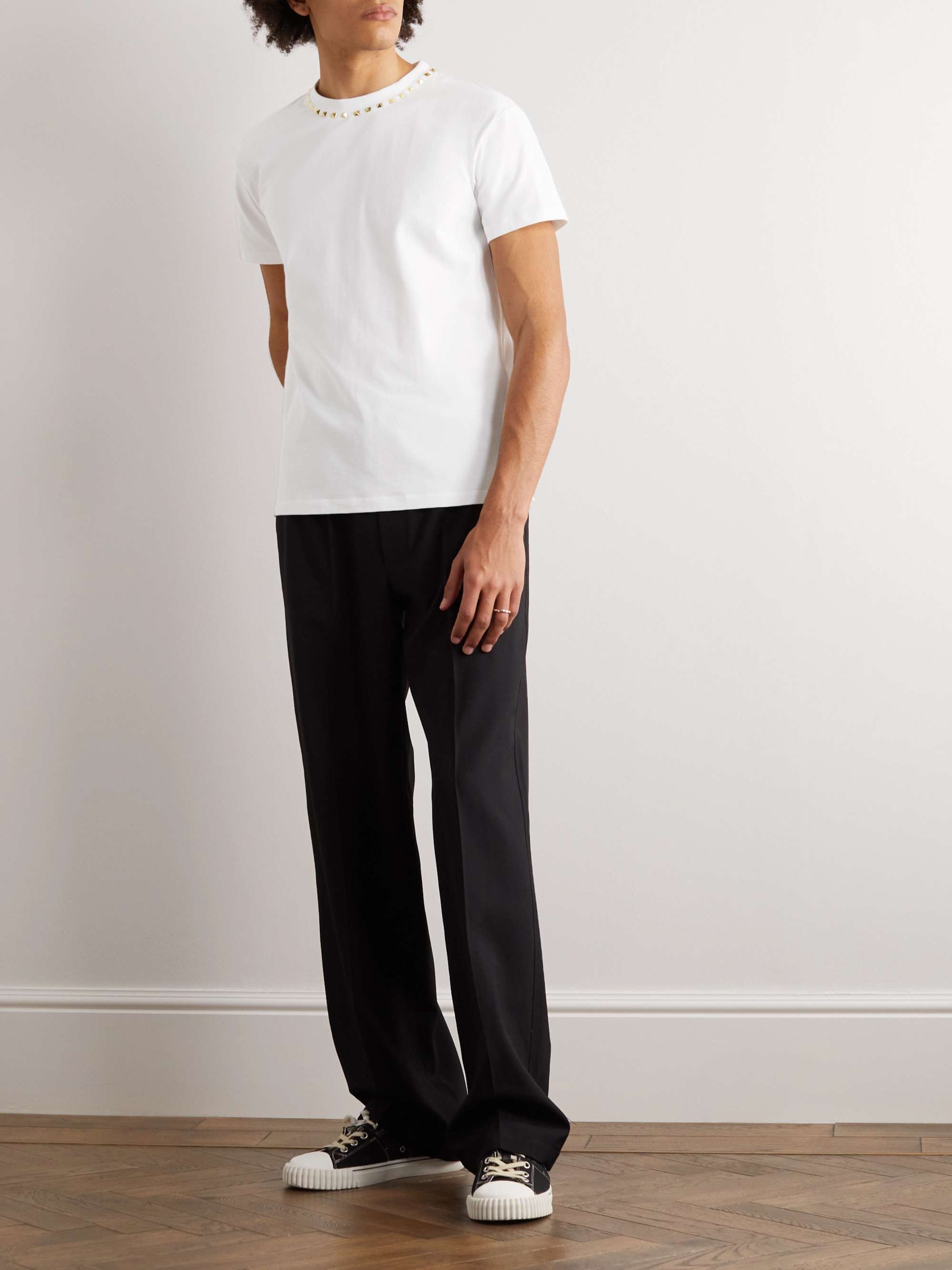 VALENTINO GARAVANI Rockstud Embellished Cotton-Jersey T-Shirt for Men ...