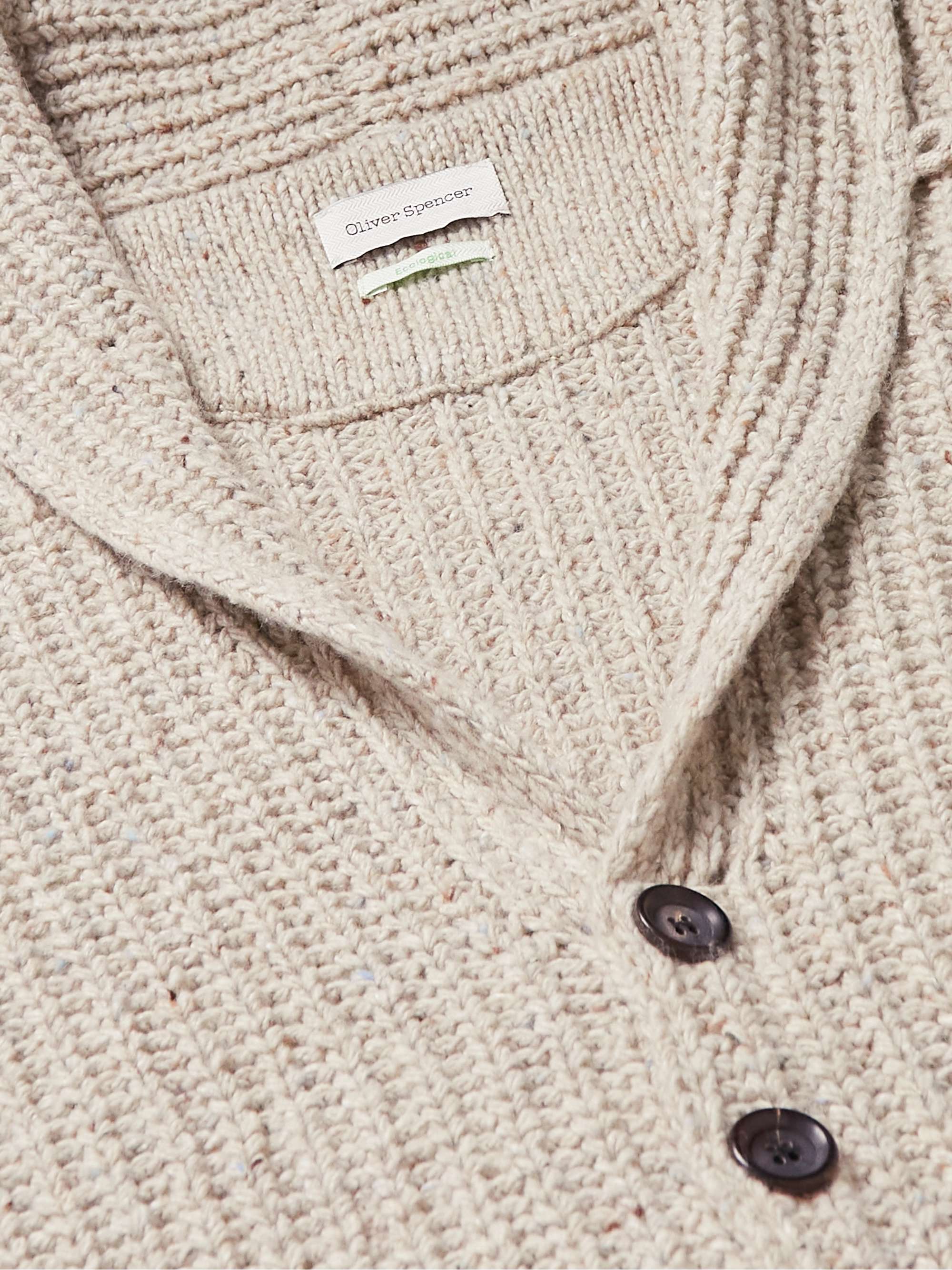 OLIVER SPENCER Orkney Shawl-Collar Ribbed Wool-Blend Cardigan