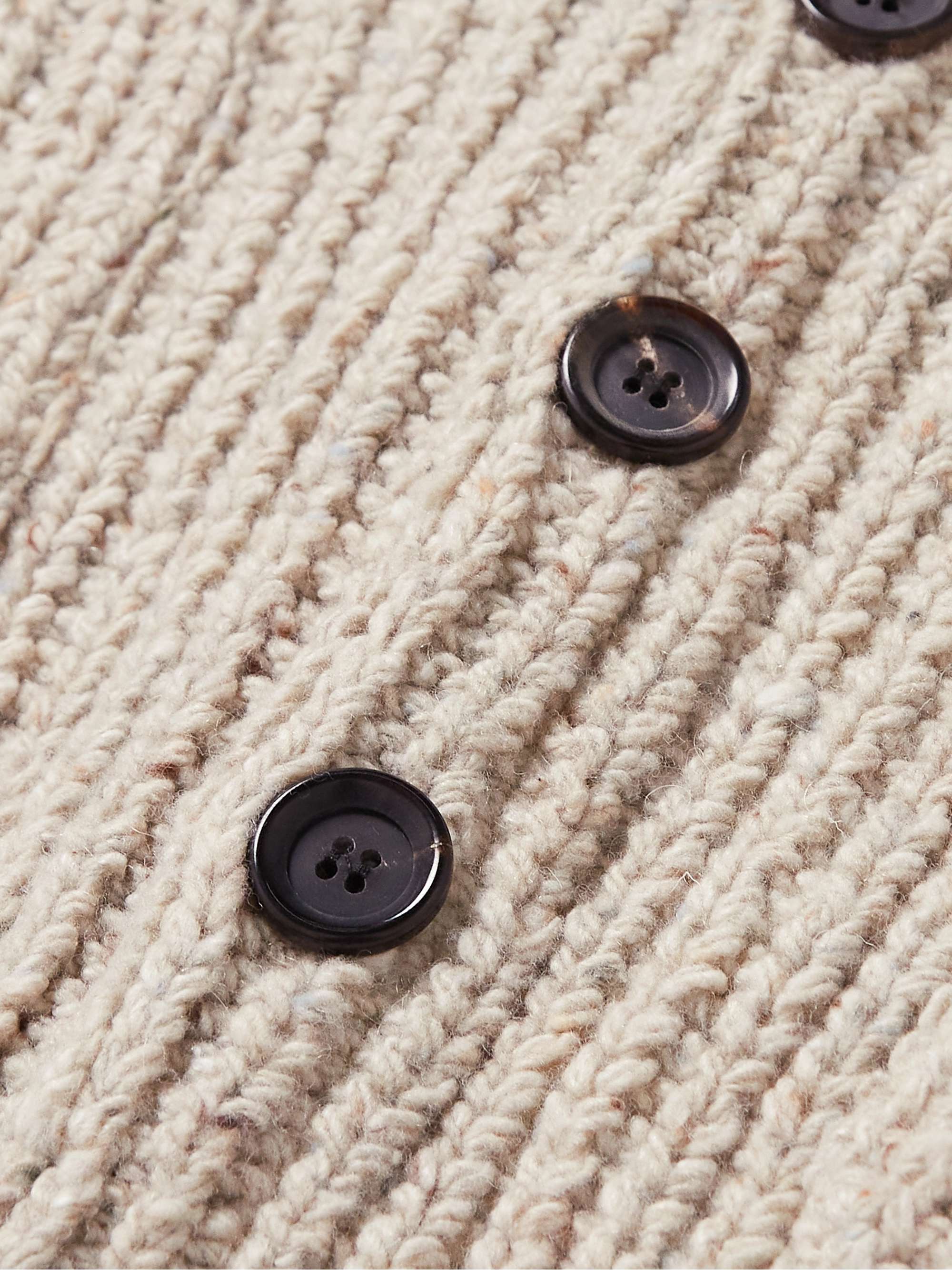 OLIVER SPENCER Orkney Shawl-Collar Ribbed Wool-Blend Cardigan