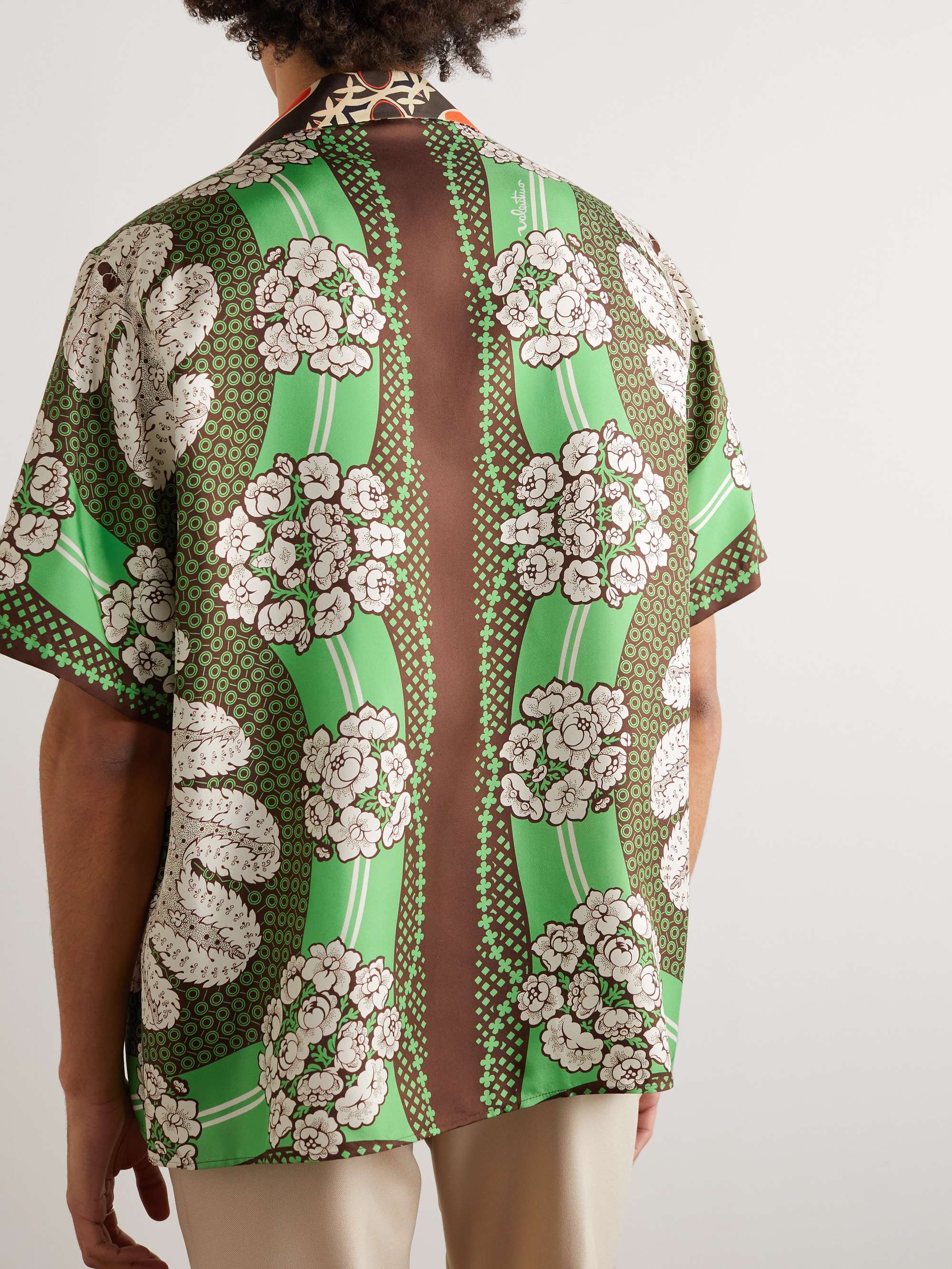 VALENTINO GARAVANI Camp-Collar Printed Silk-Twill Shirt