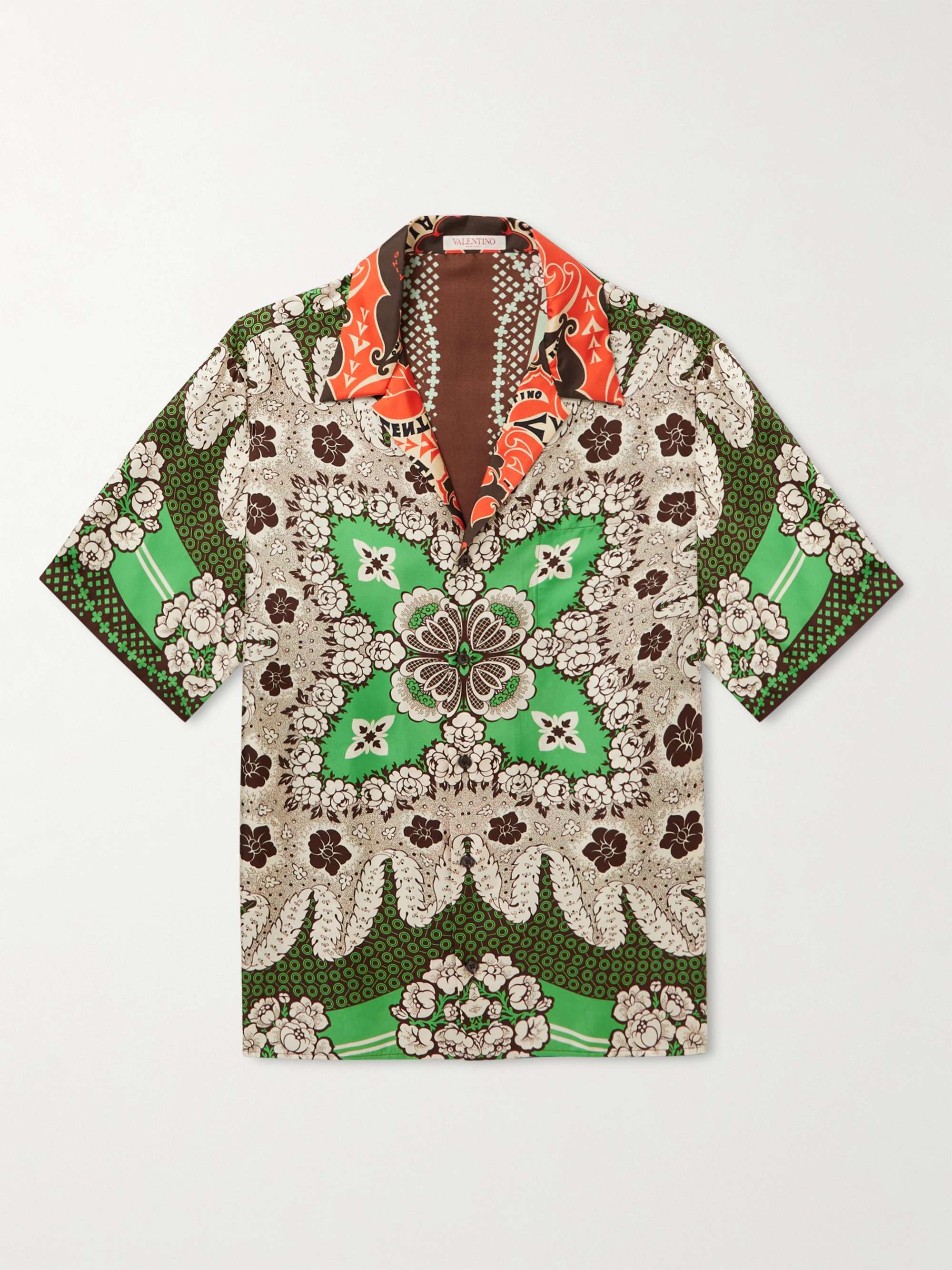 VALENTINO GARAVANI Camp-Collar Printed Silk-Twill for | MR PORTER