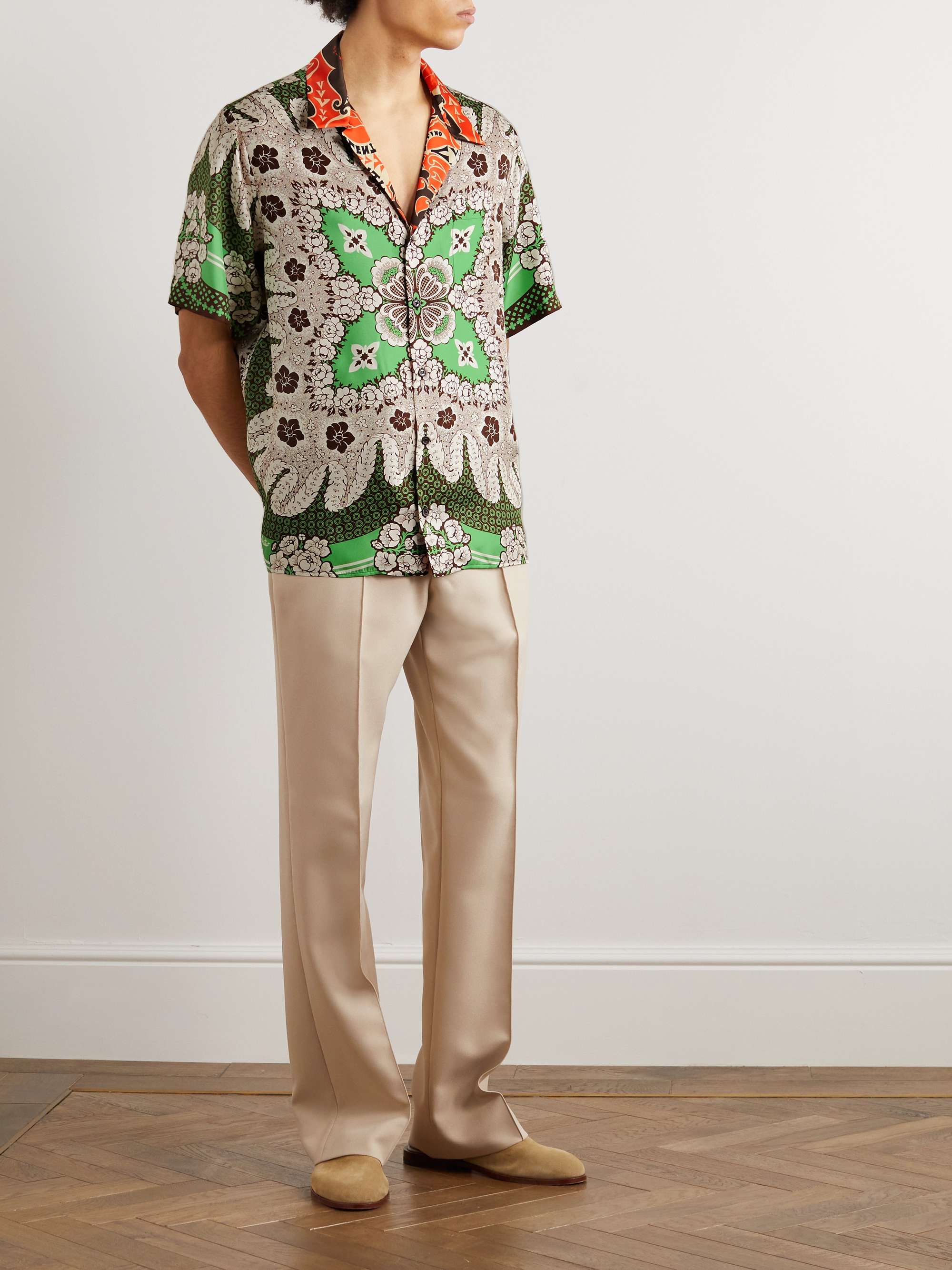 VALENTINO GARAVANI Camp-Collar Printed Silk-Twill Shirt