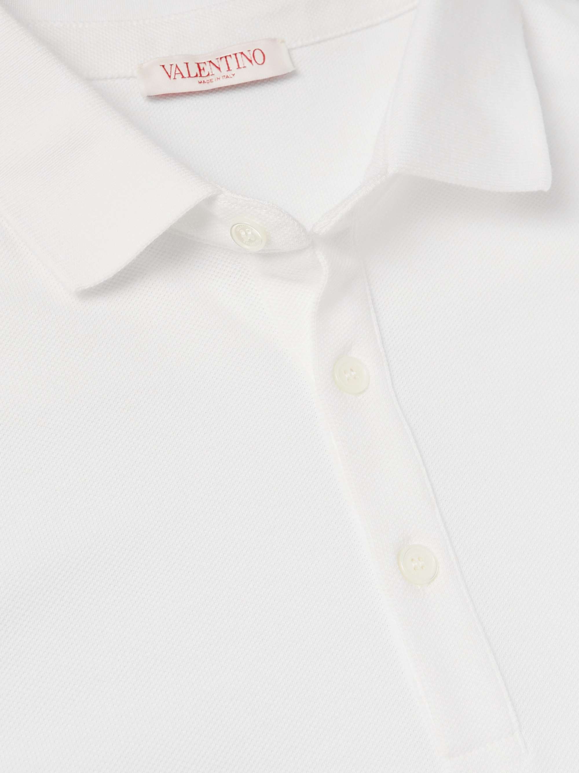 VALENTINO GARAVANI Slim-Fit Logo-Appliquéd Cotton-Piqué Polo Shirt