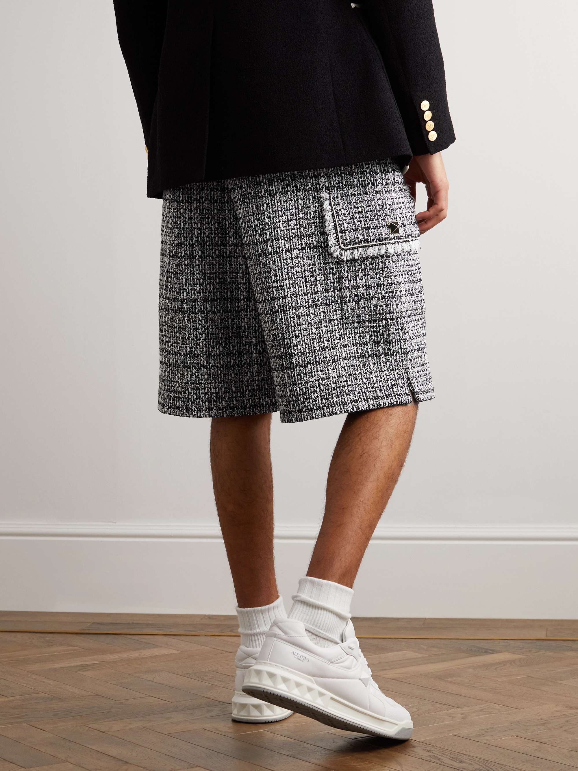 VALENTINO GARAVANI Straight-Leg Cotton-Blend Bouclé-Tweed Bermuda Shorts
