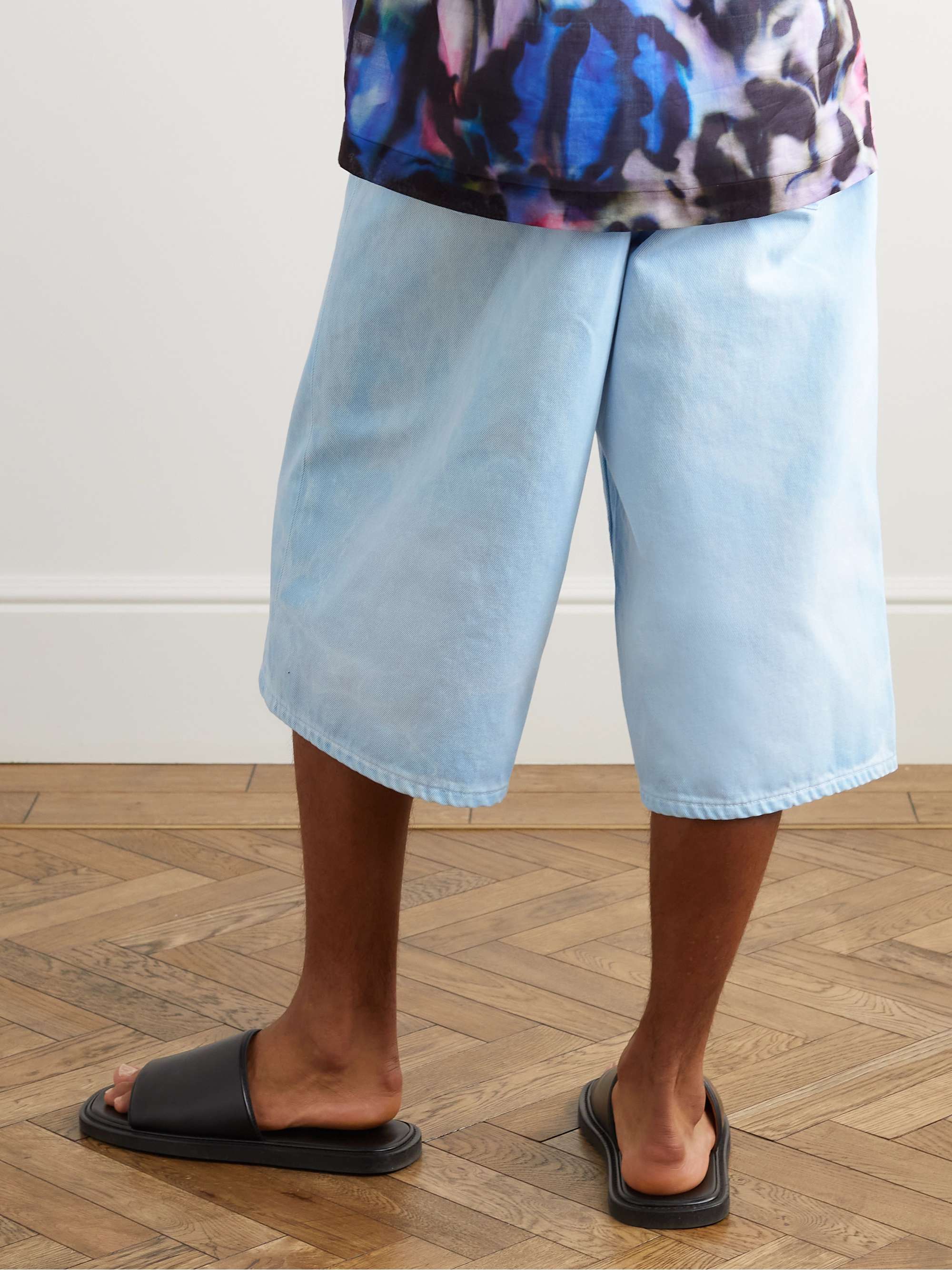 DRIES VAN NOTEN Wide-Leg Cotton-Twill Shorts