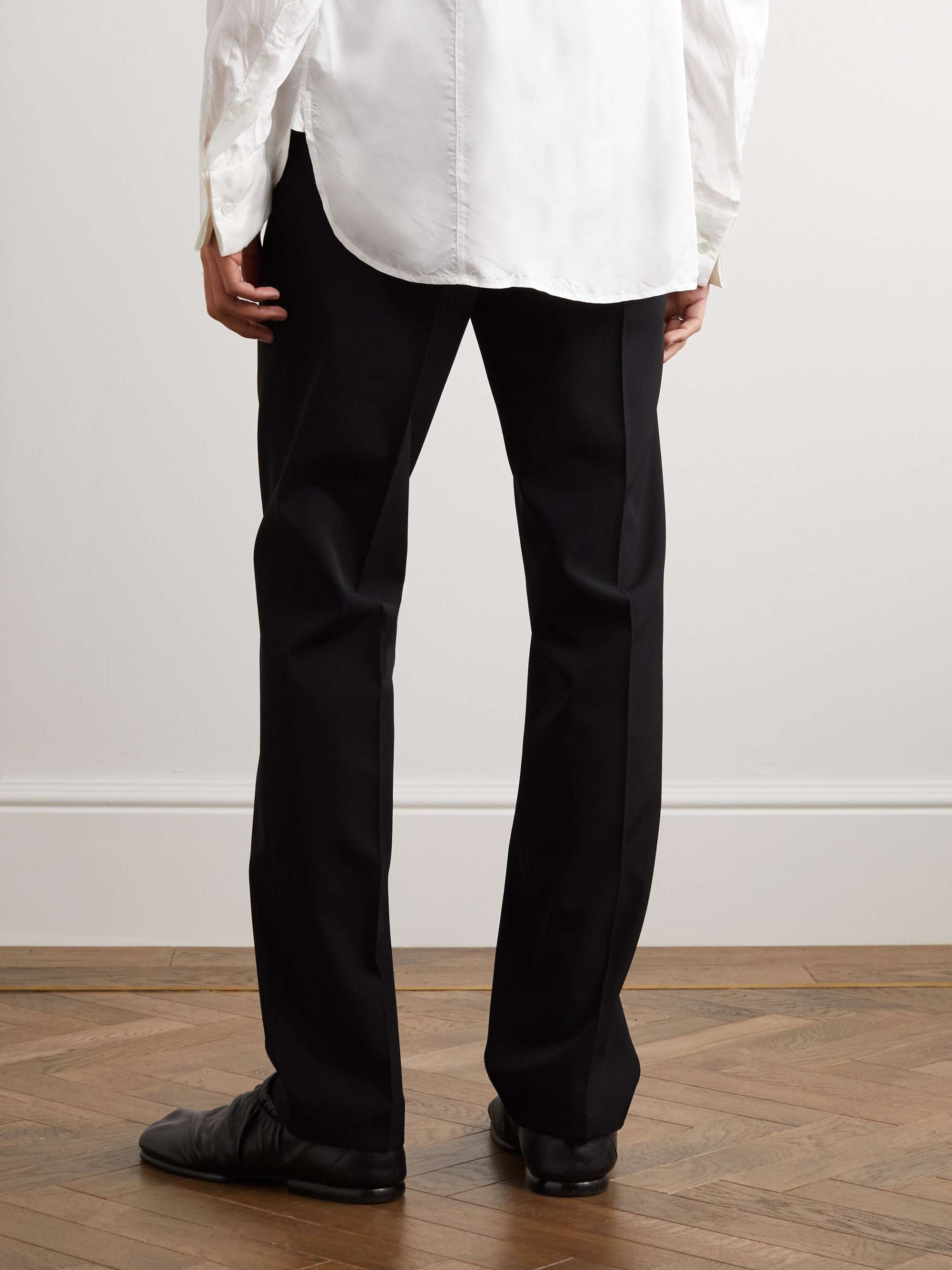 DRIES VAN NOTEN Patrino Straight-Leg Pleated Crepe Trousers