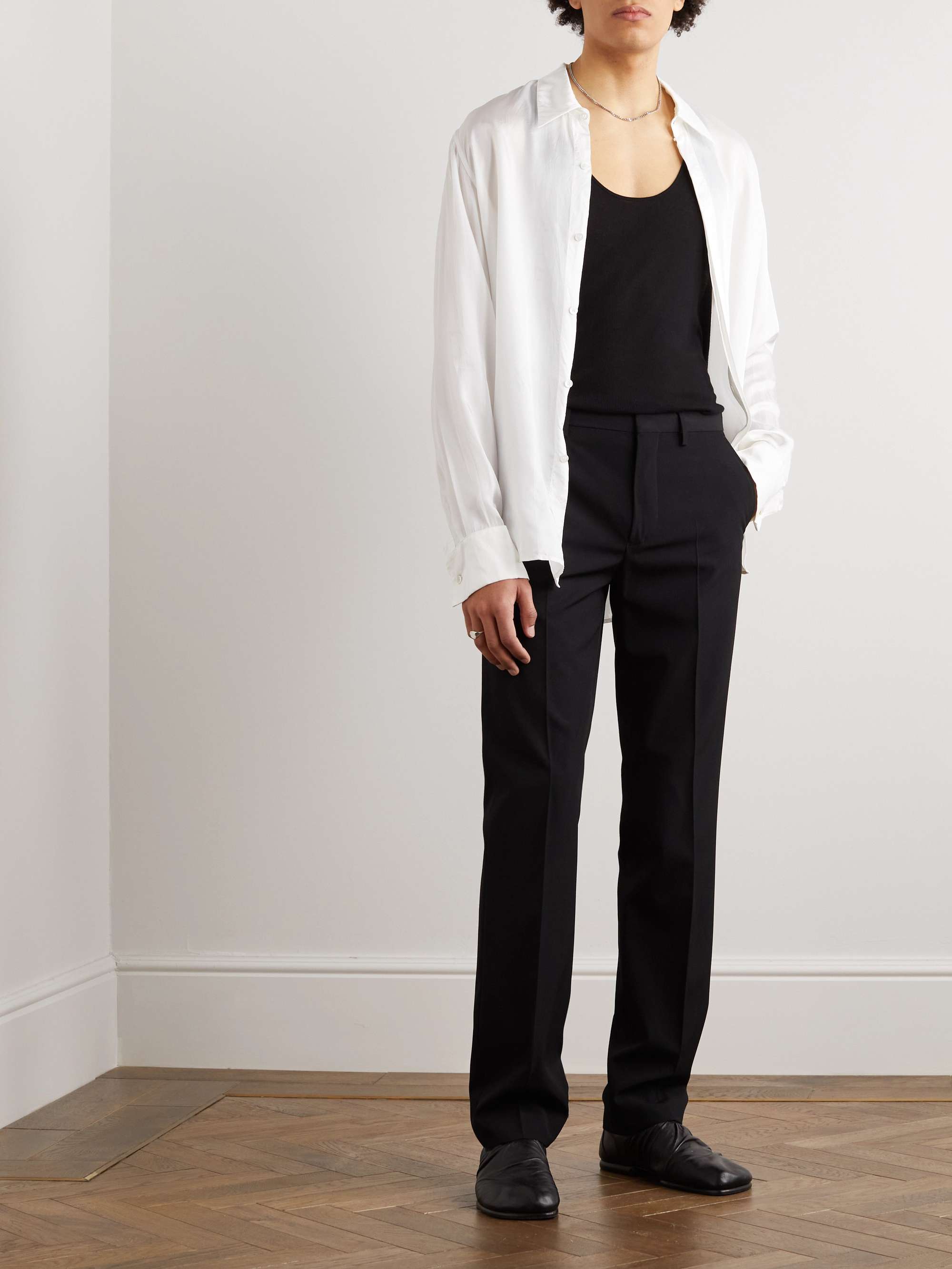 DRIES VAN NOTEN Patrino Straight-Leg Pleated Crepe Trousers