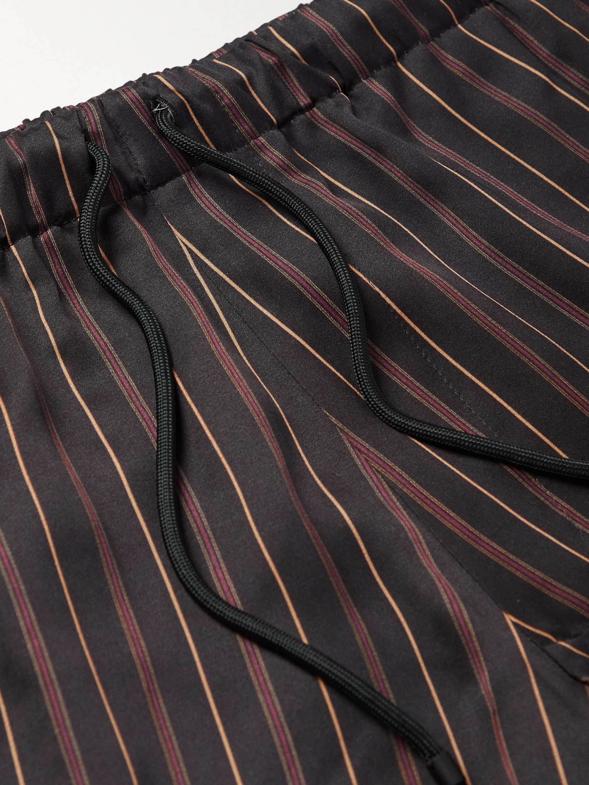 DRIES VAN NOTEN Wide-Leg Striped Jersey Drawstring Shorts