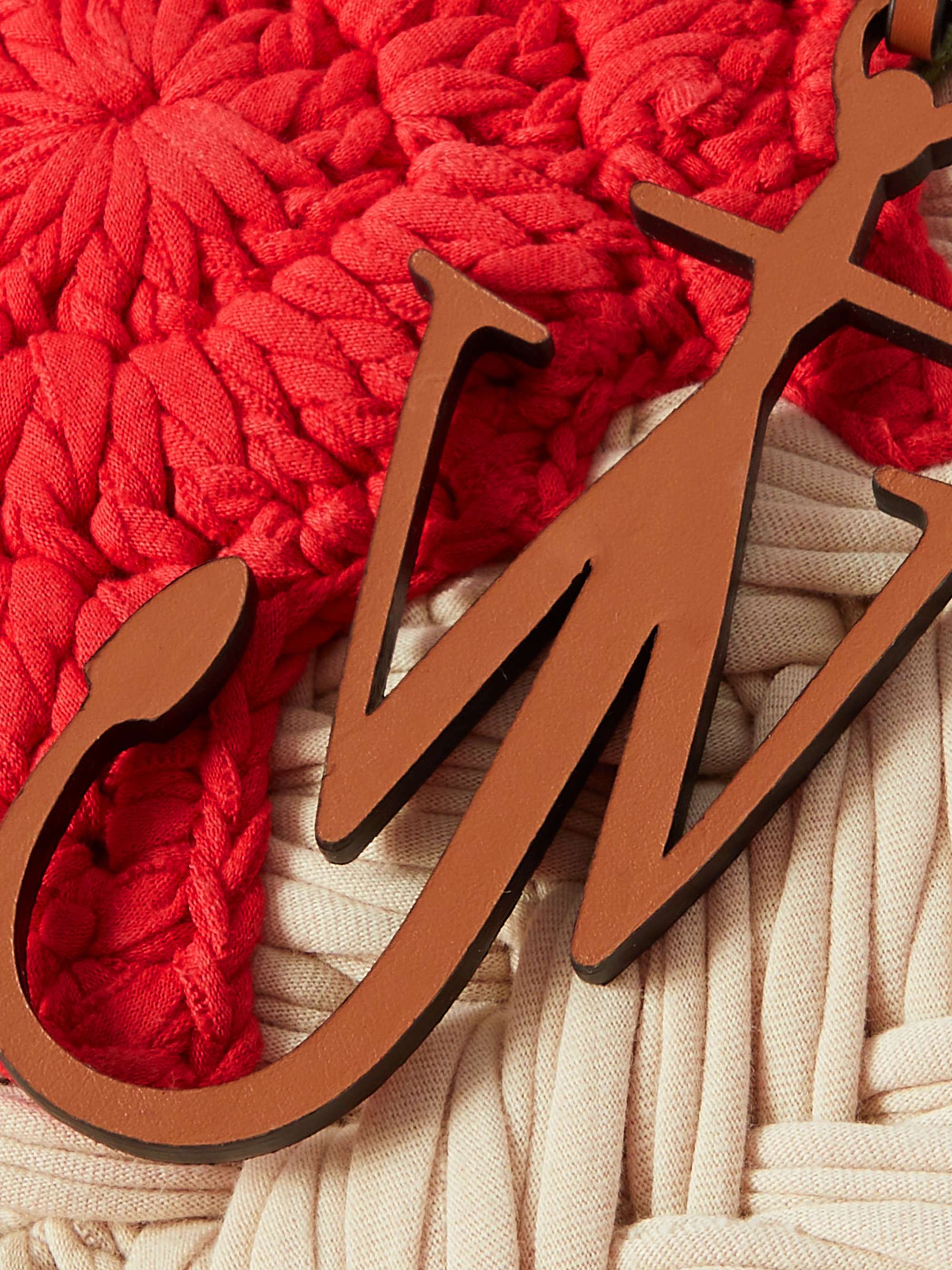 JW ANDERSON Leather-Trimmed Crochet-Knit Organic Cotton Tote Bag