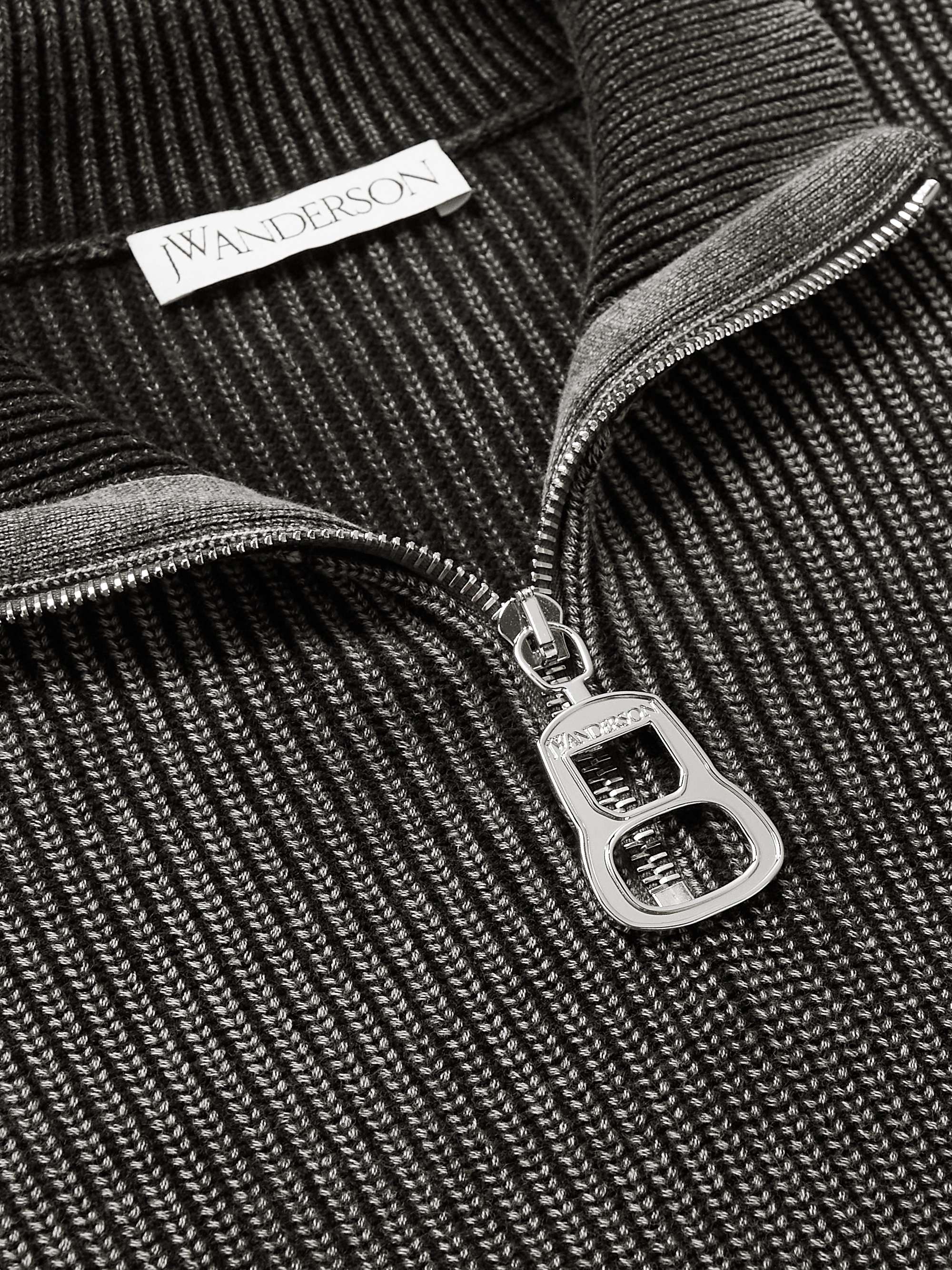 JW ANDERSON Ribbed Cotton Half-Zip Sweater
