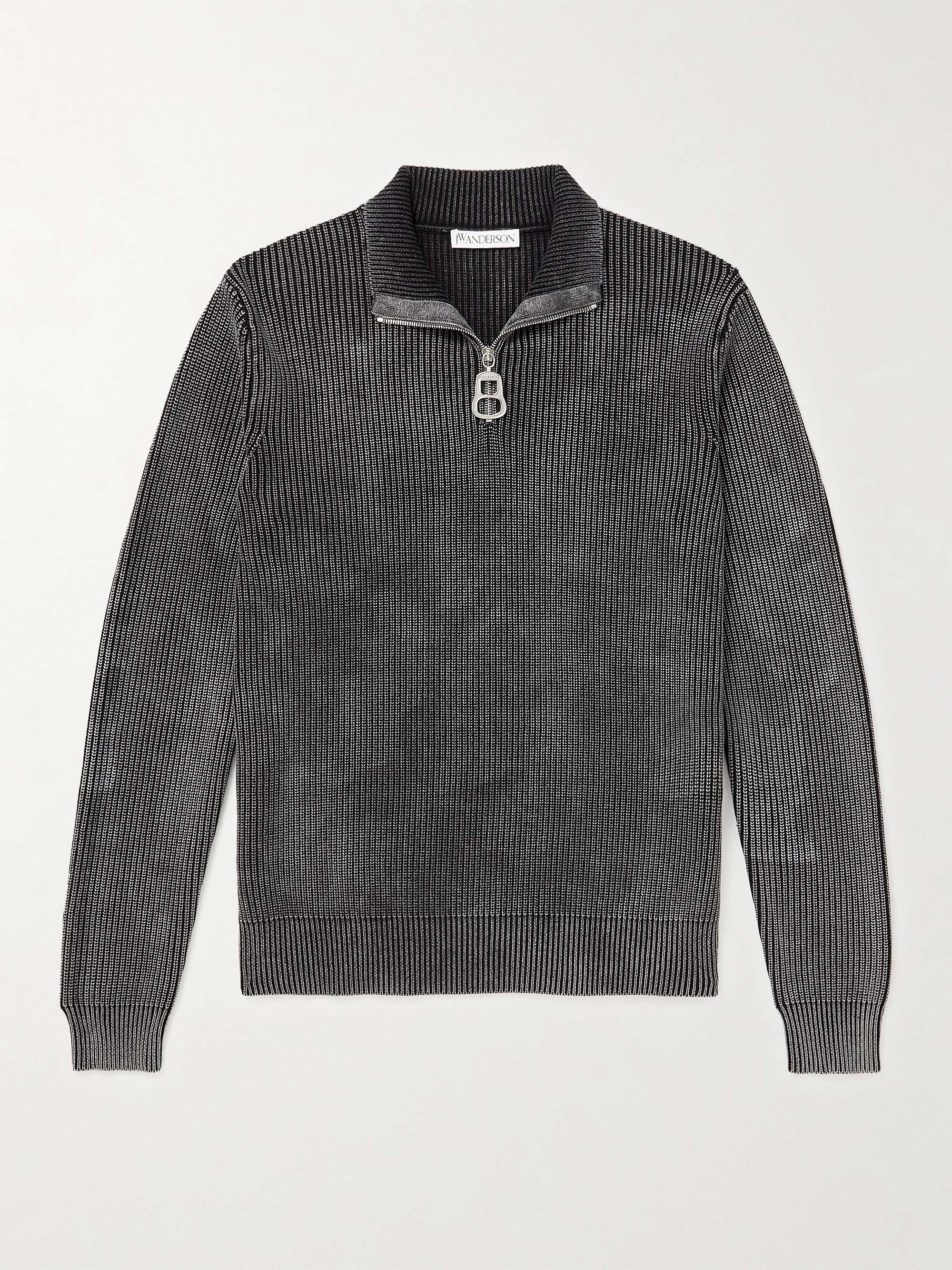 JW ANDERSON Ribbed Cotton Half-Zip Sweater