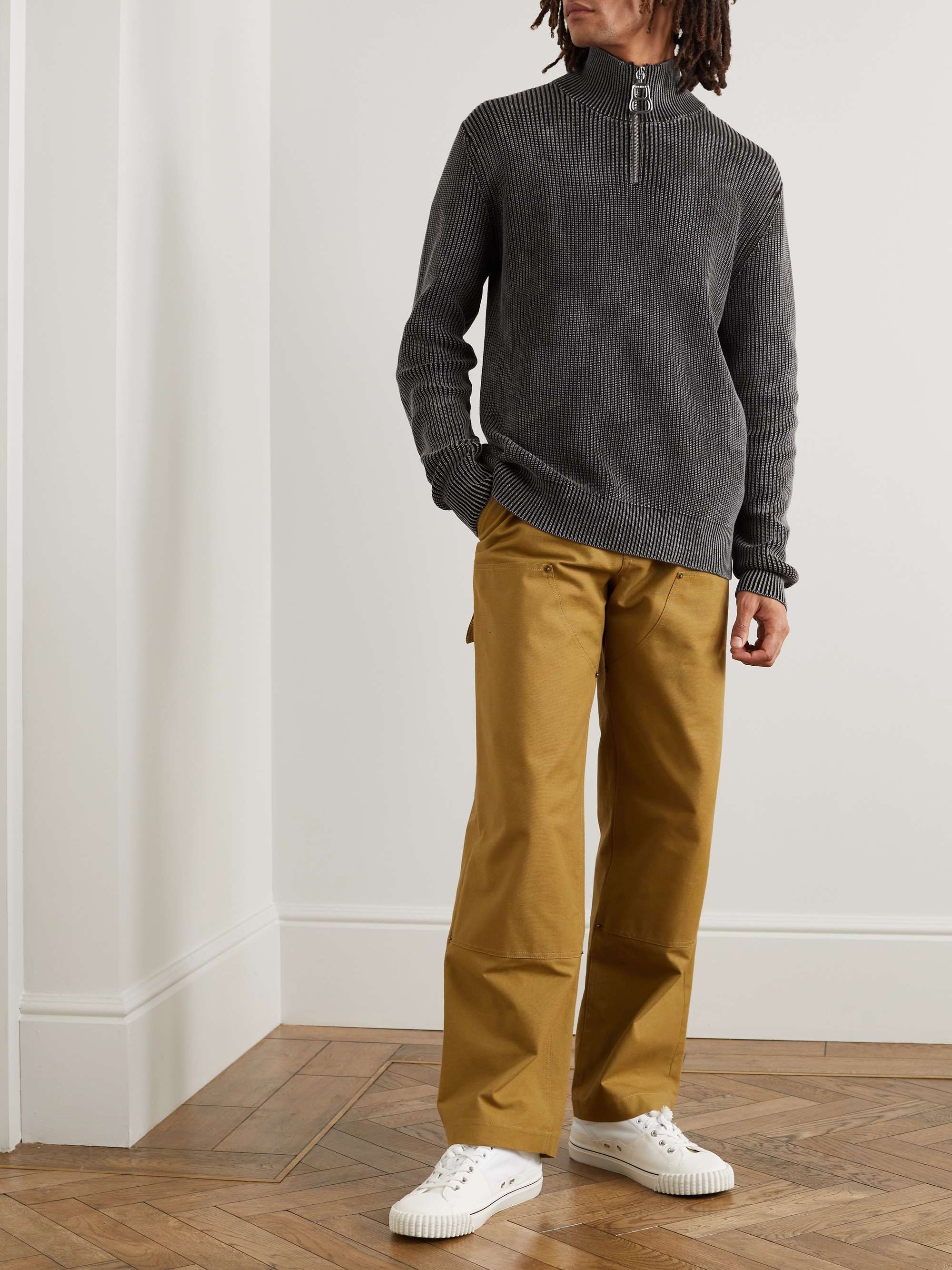 JW ANDERSON Ribbed Cotton Half-Zip Sweater
