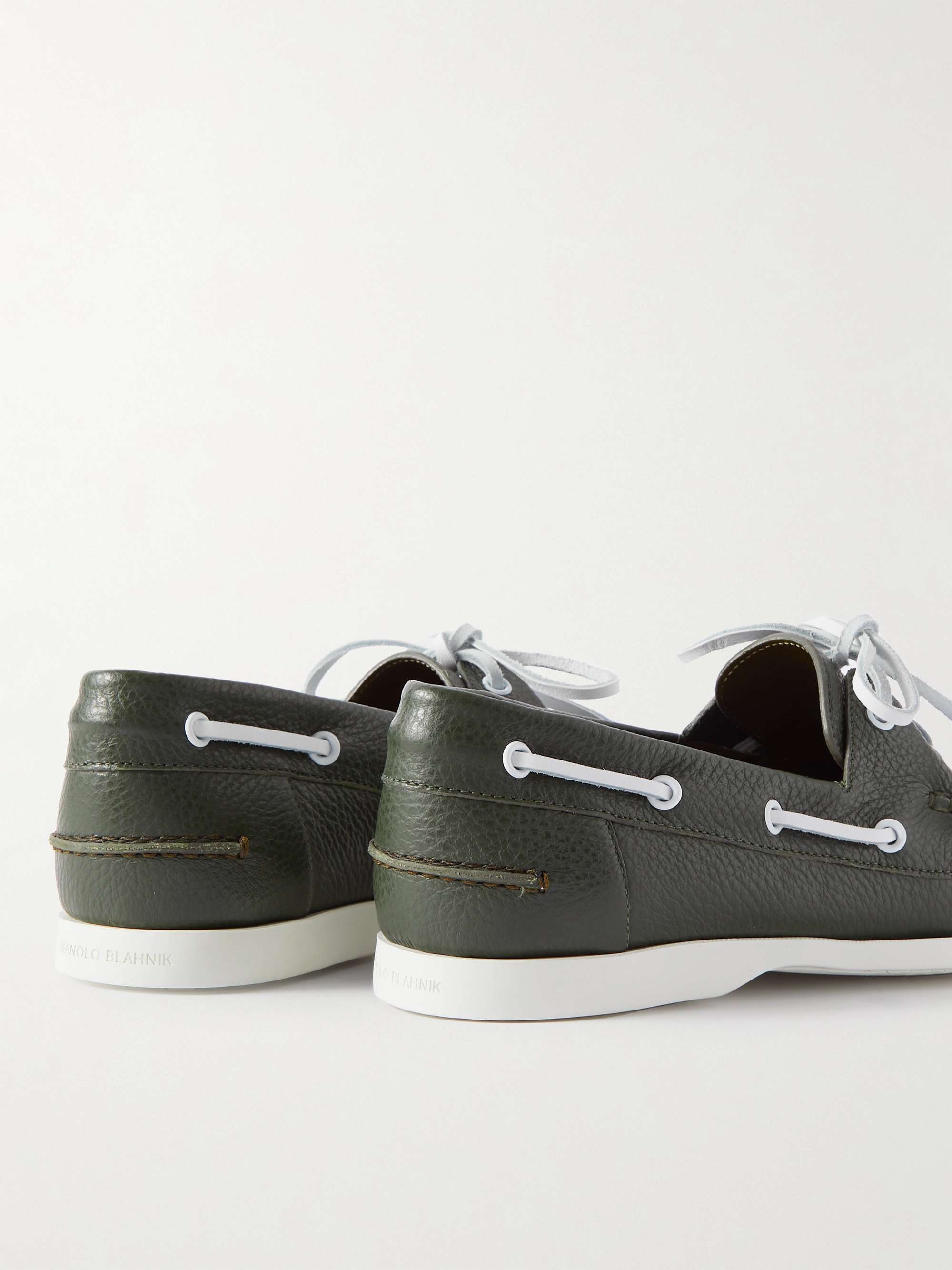 MANOLO BLAHNIK Sidmouth Full-Grain Leather Boat Shoes