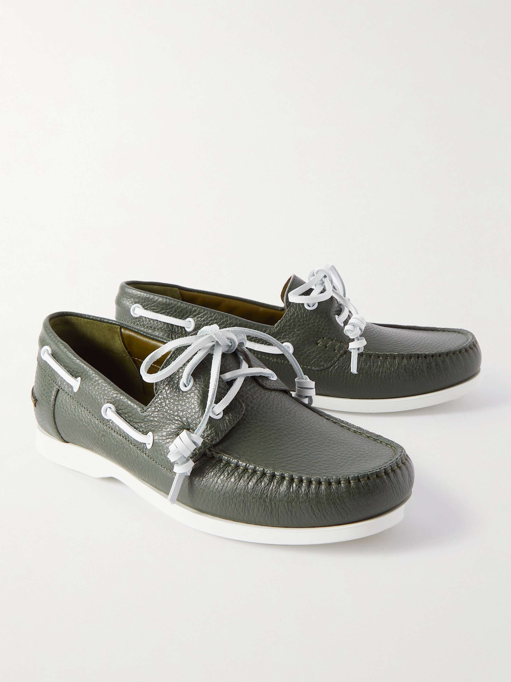 MANOLO BLAHNIK Sidmouth Full-Grain Leather Boat Shoes