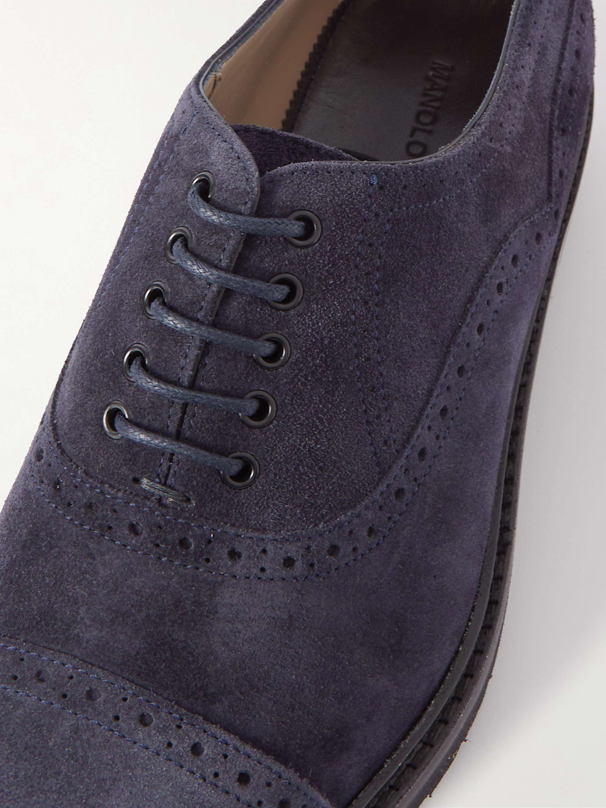 MANOLO BLAHNIK Norton Cap-Toe Suede Oxford Brogues