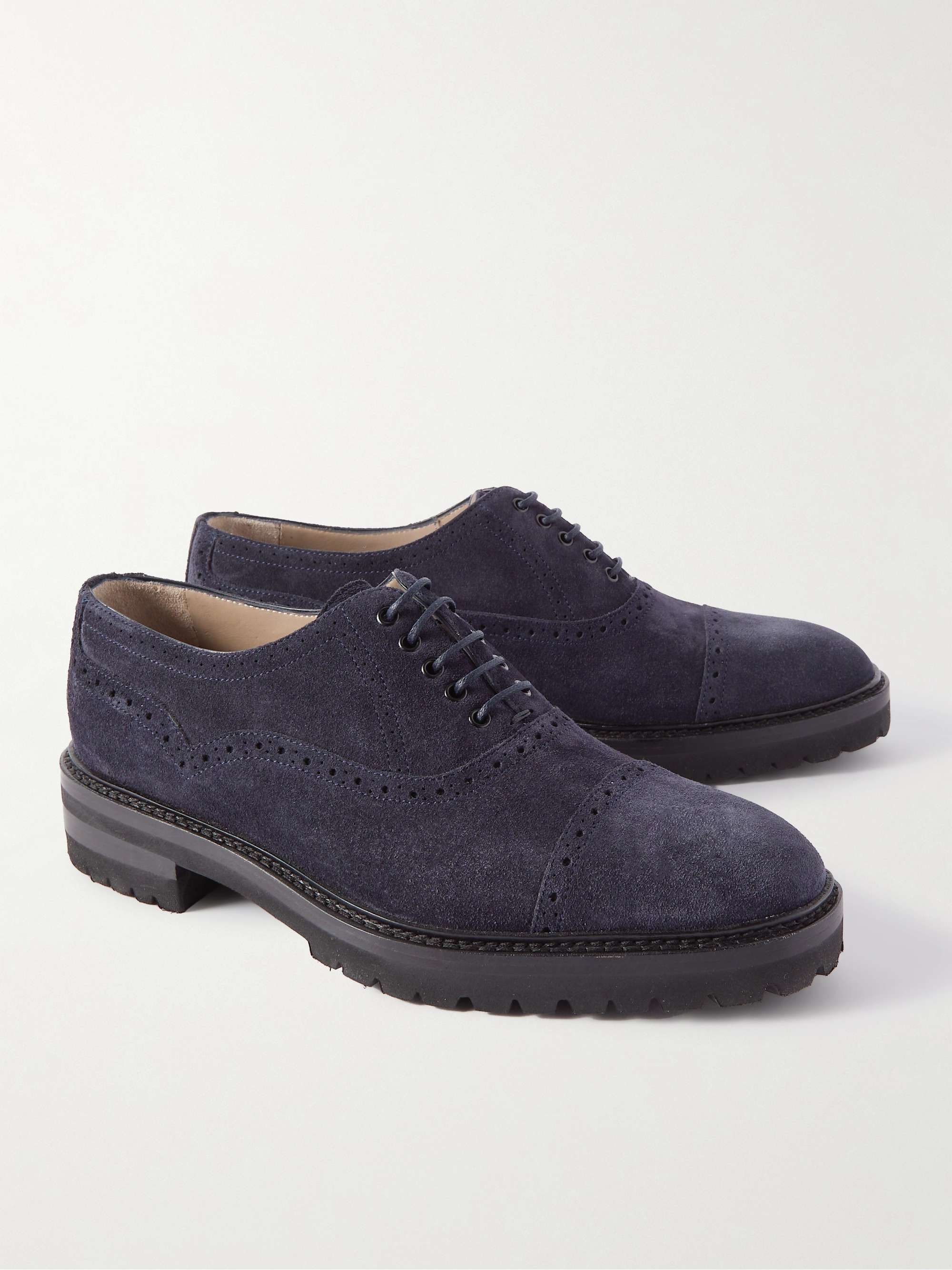 MANOLO BLAHNIK Norton Cap-Toe Suede Oxford Brogues