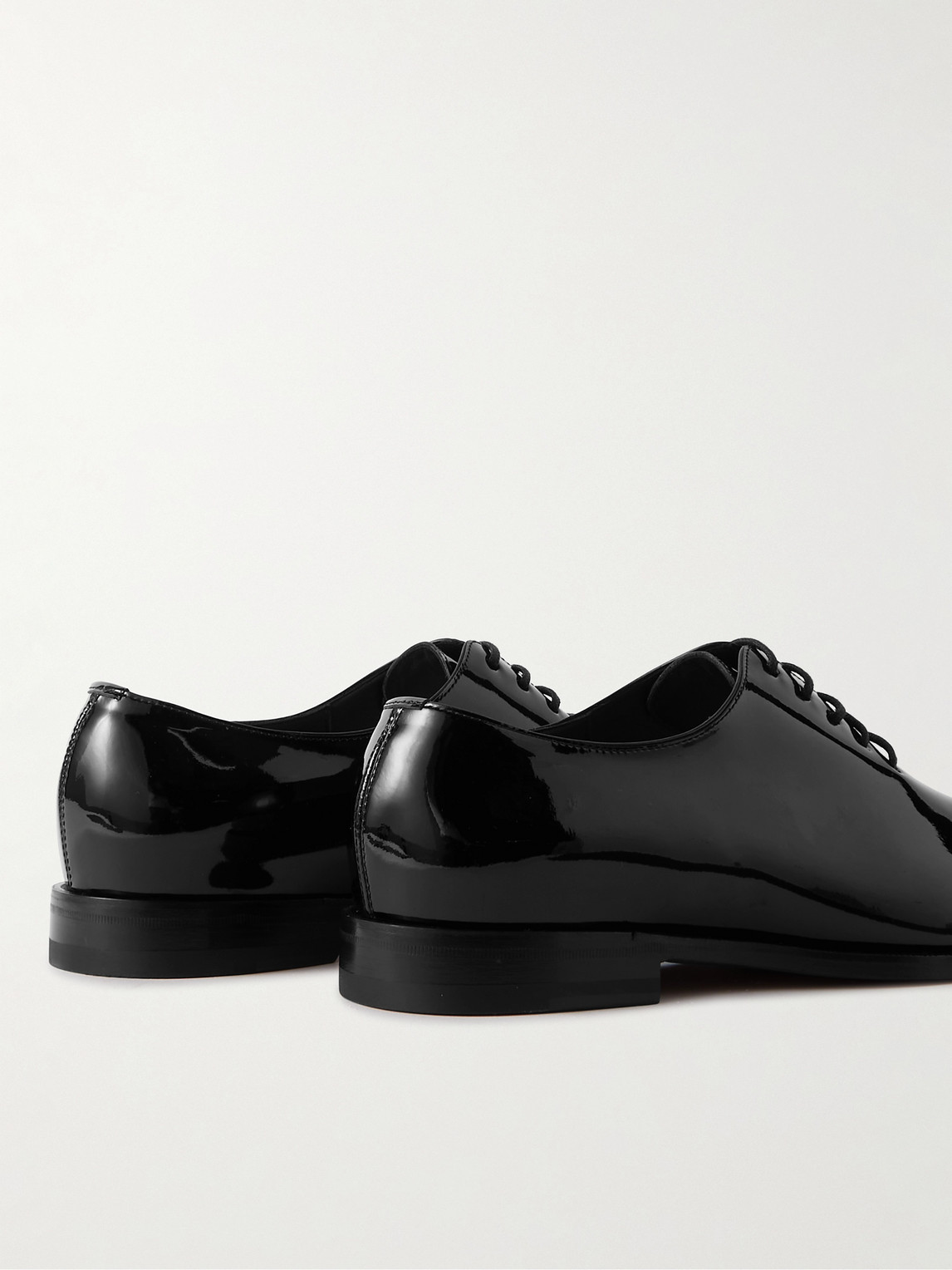 Shop Manolo Blahnik Whole-cut Patent-leather Oxford Shoes In Black