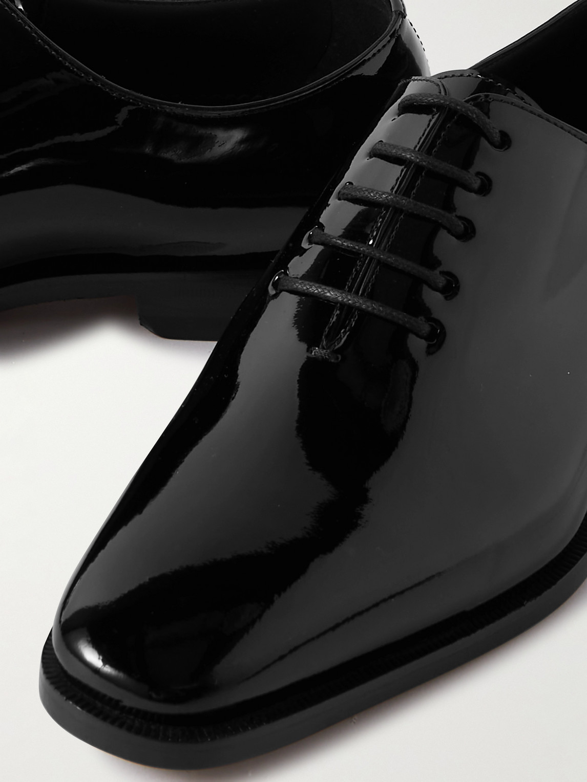 Shop Manolo Blahnik Whole-cut Patent-leather Oxford Shoes In Black