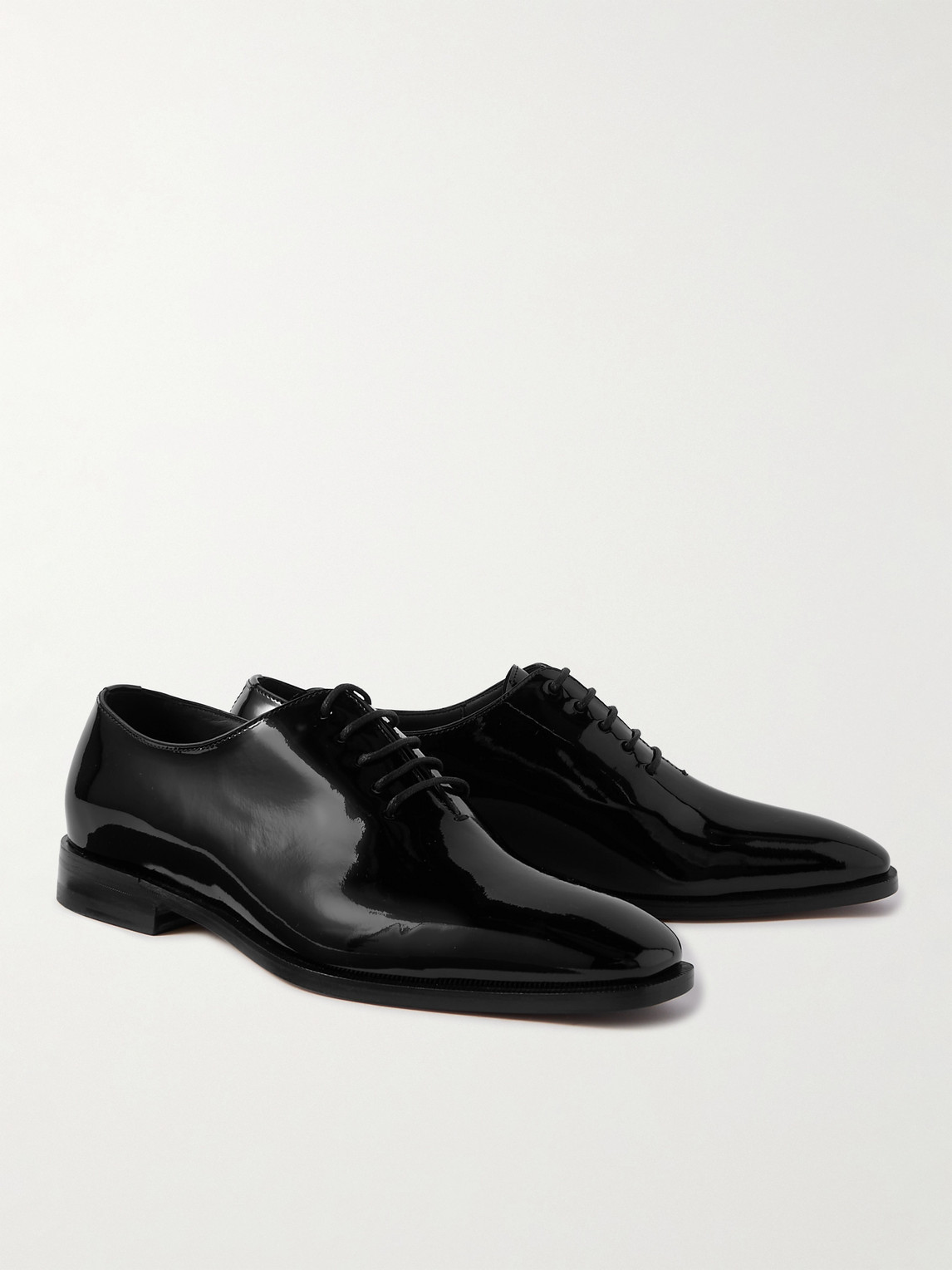 Shop Manolo Blahnik Whole-cut Patent-leather Oxford Shoes In Black