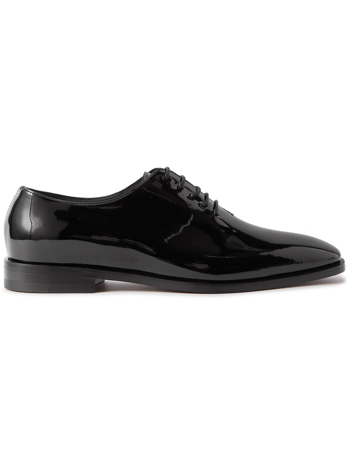 Manolo Blahnik Whole-cut Patent-leather Oxford Shoes In Black