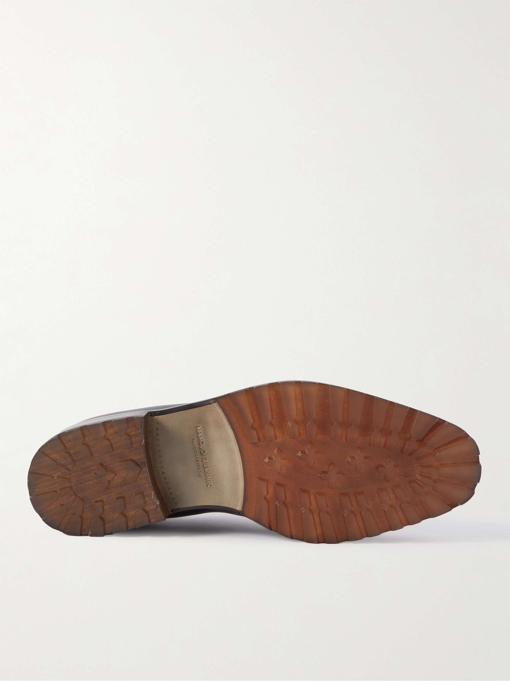 MANOLO BLAHNIK Newley Whole-Cut  Leather Oxford Shoes