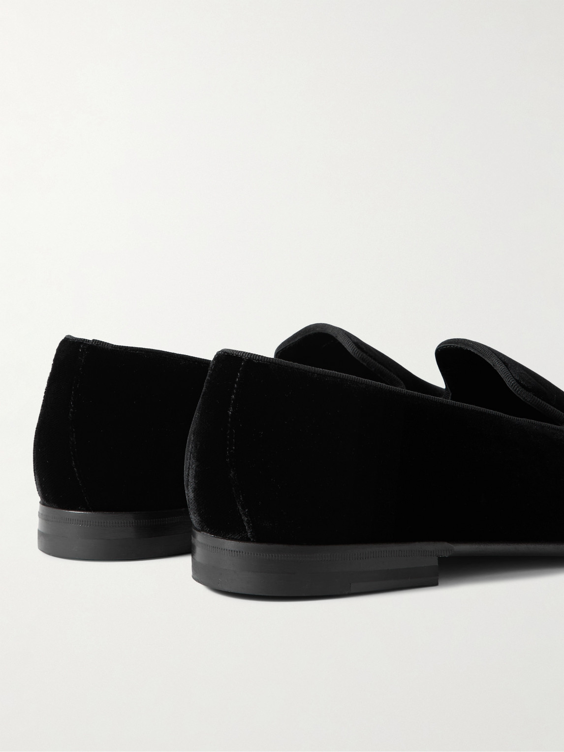 Shop Manolo Blahnik Mario Grosgrain-trimmed Velvet Loafers In Black