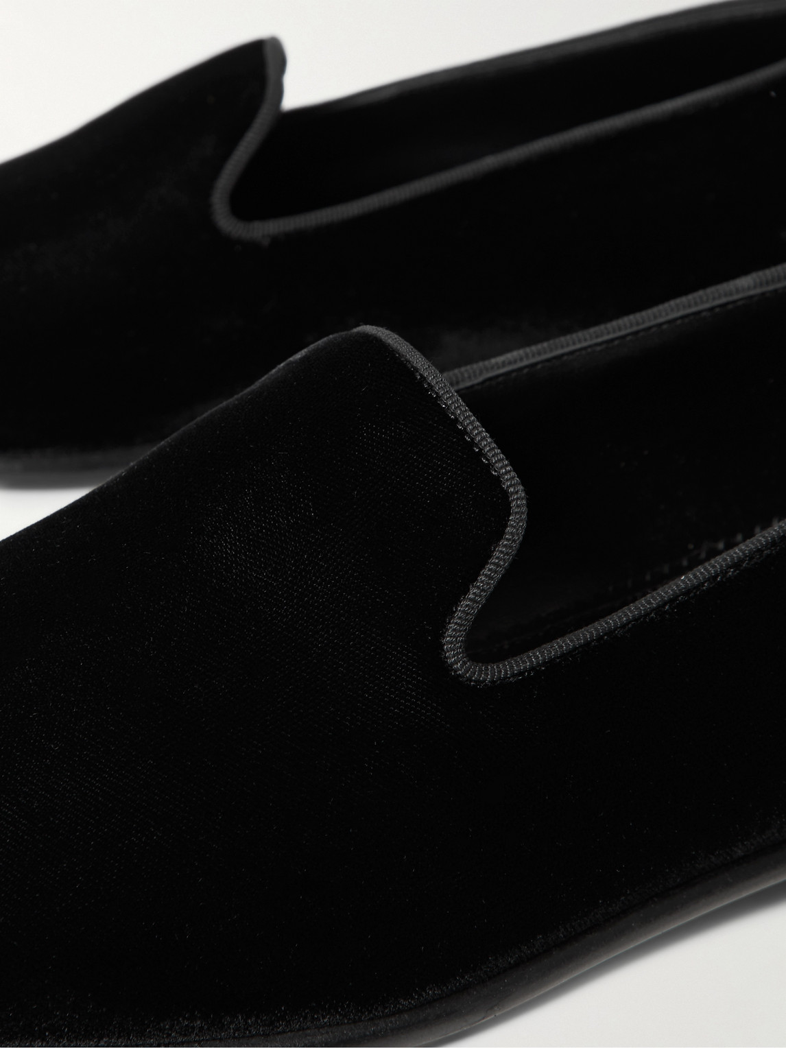 Shop Manolo Blahnik Mario Grosgrain-trimmed Velvet Loafers In Black