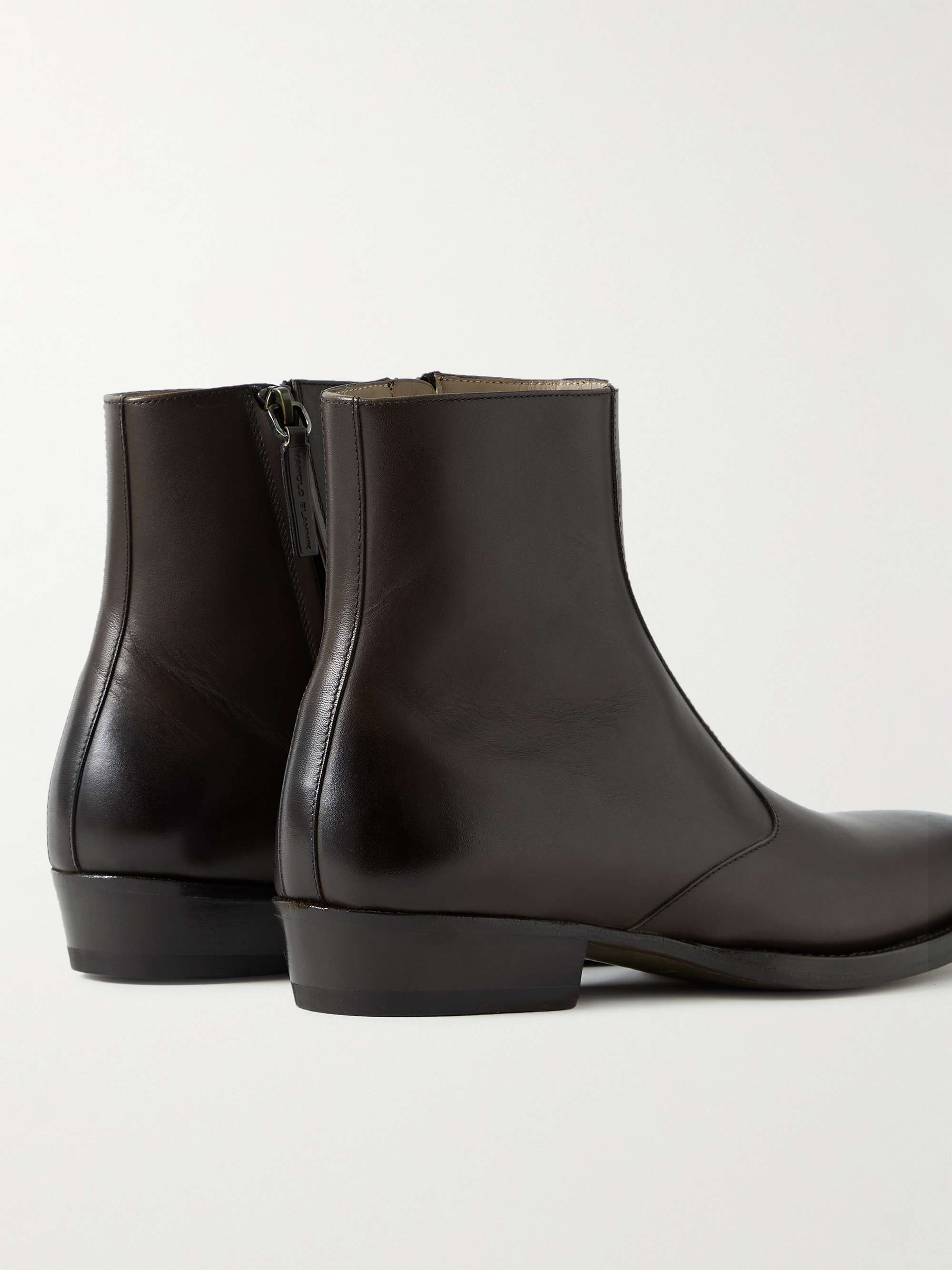 MANOLO BLAHNIK Sloane Leather Boots