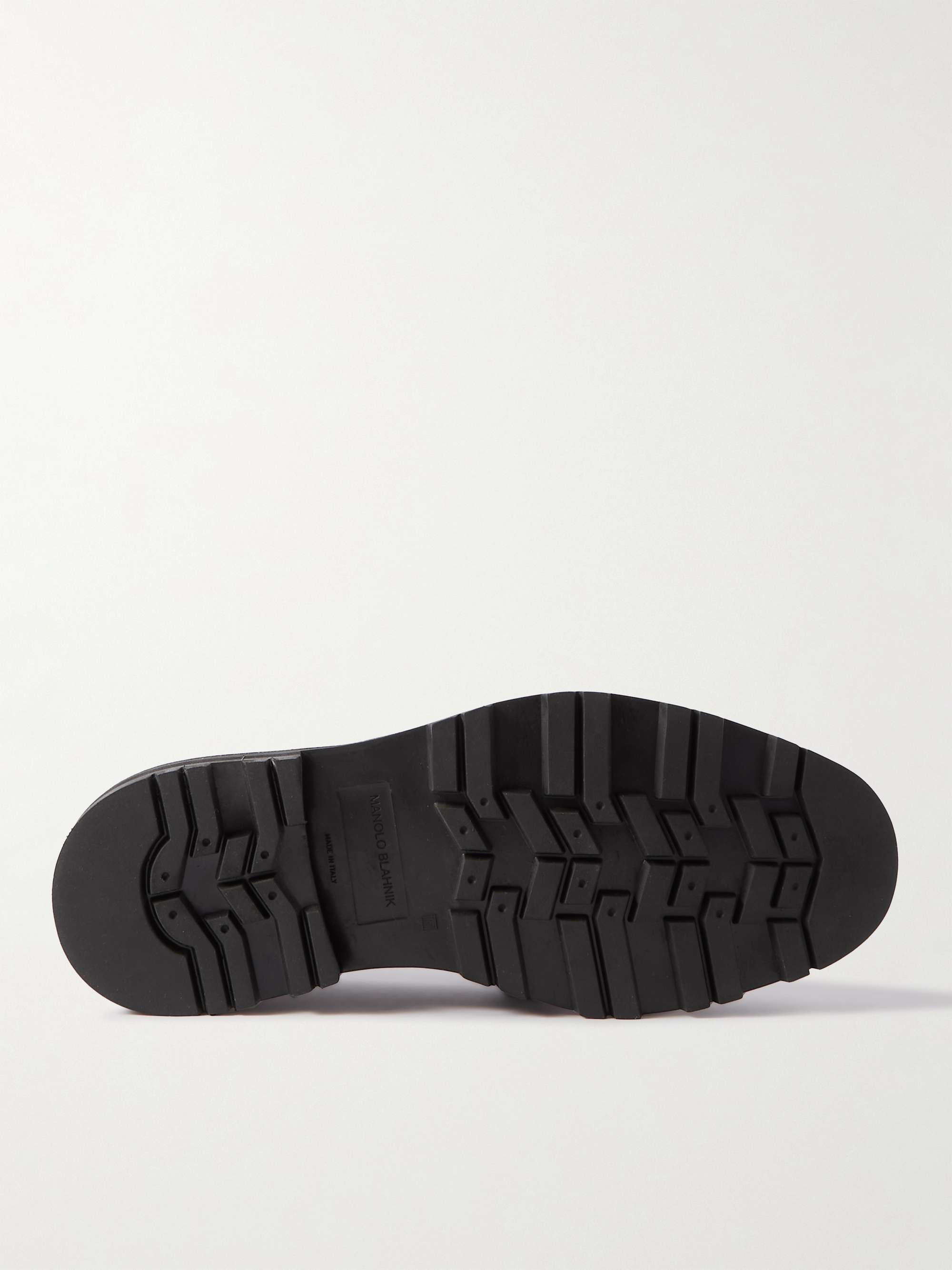 MANOLO BLAHNIK Hudson Suede-Trimmed Leather Penny Loafers for Men | MR ...