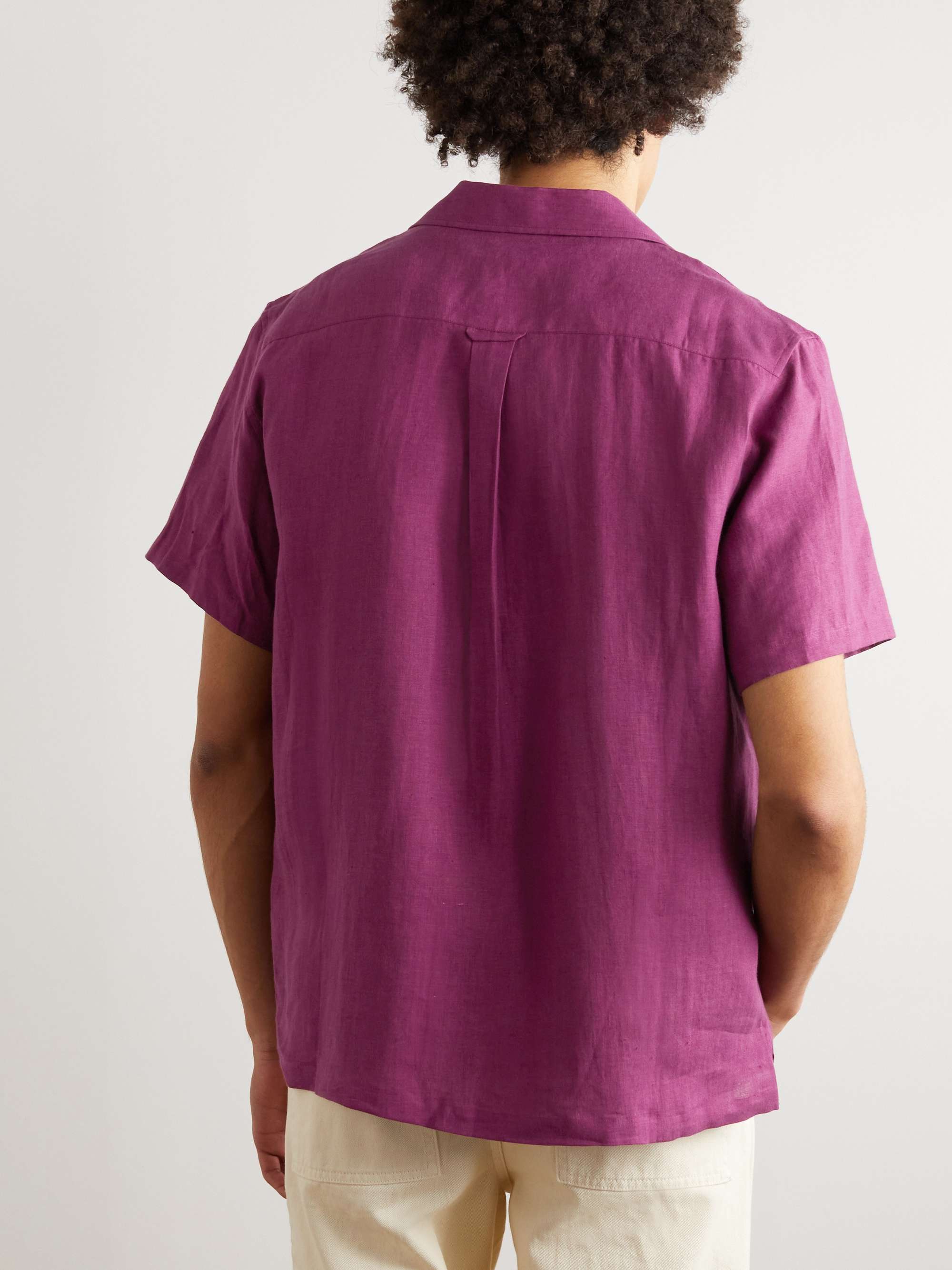 DE BONNE FACTURE Camp-Collar Embroidered Linen Shirt