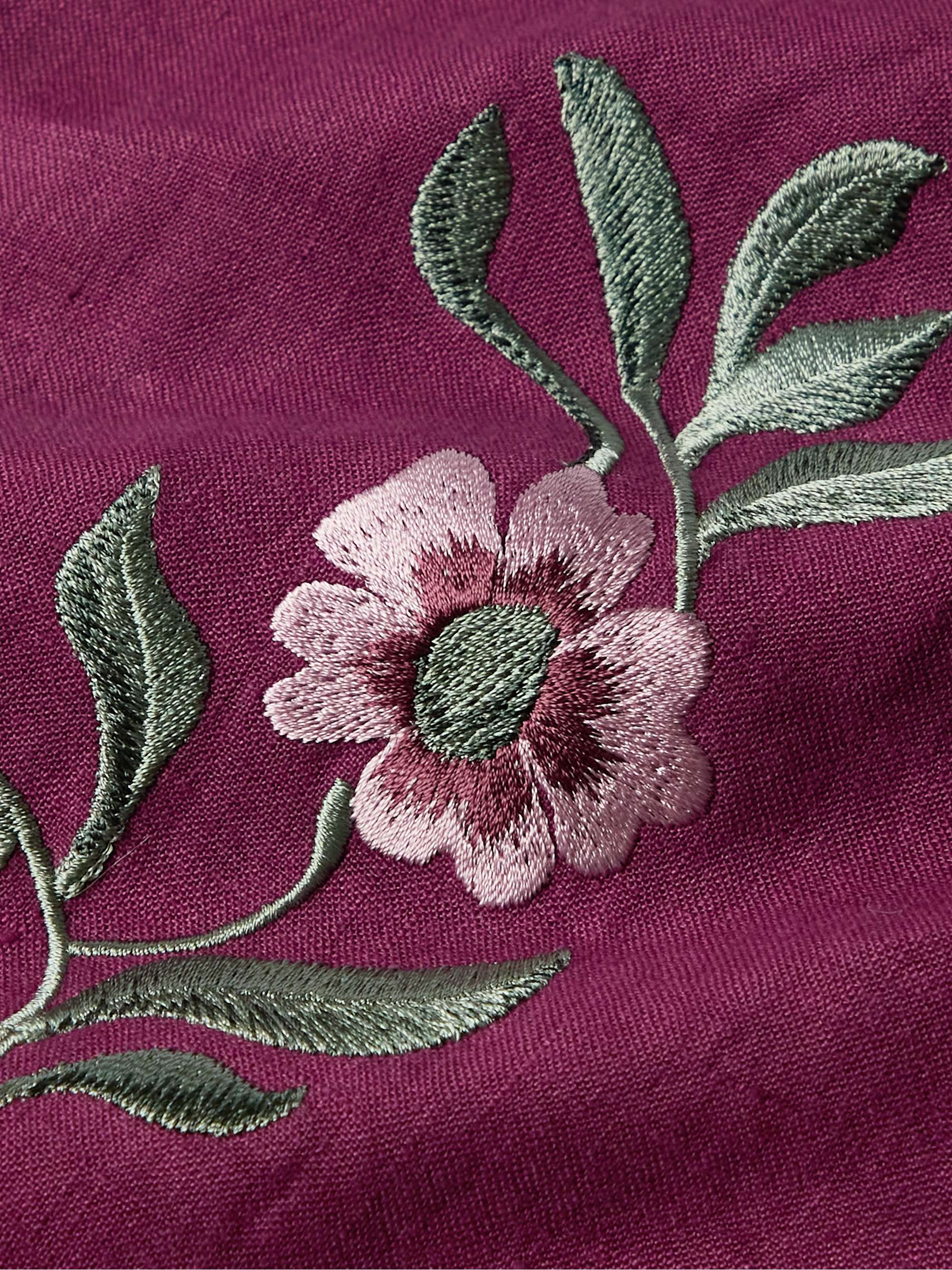 DE BONNE FACTURE Camp-Collar Embroidered Linen Shirt