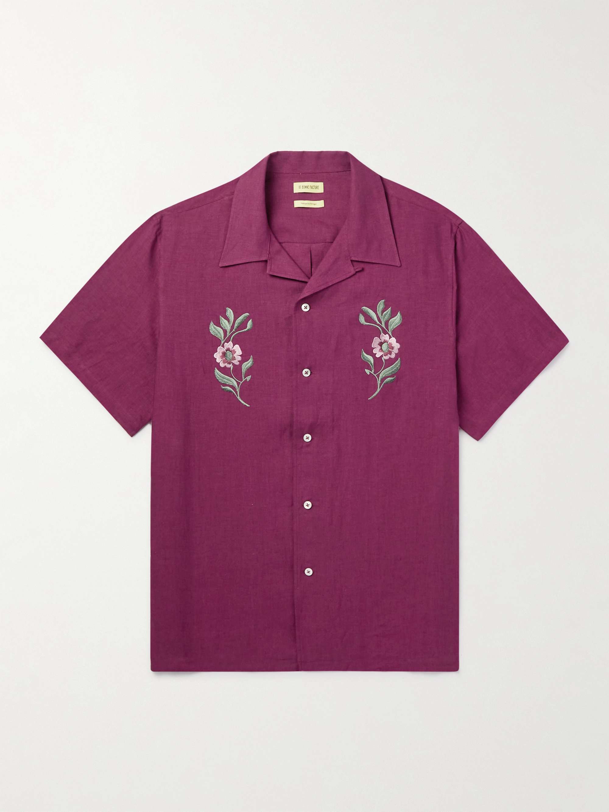 DE BONNE FACTURE Camp-Collar Embroidered Linen Shirt for Men | MR PORTER