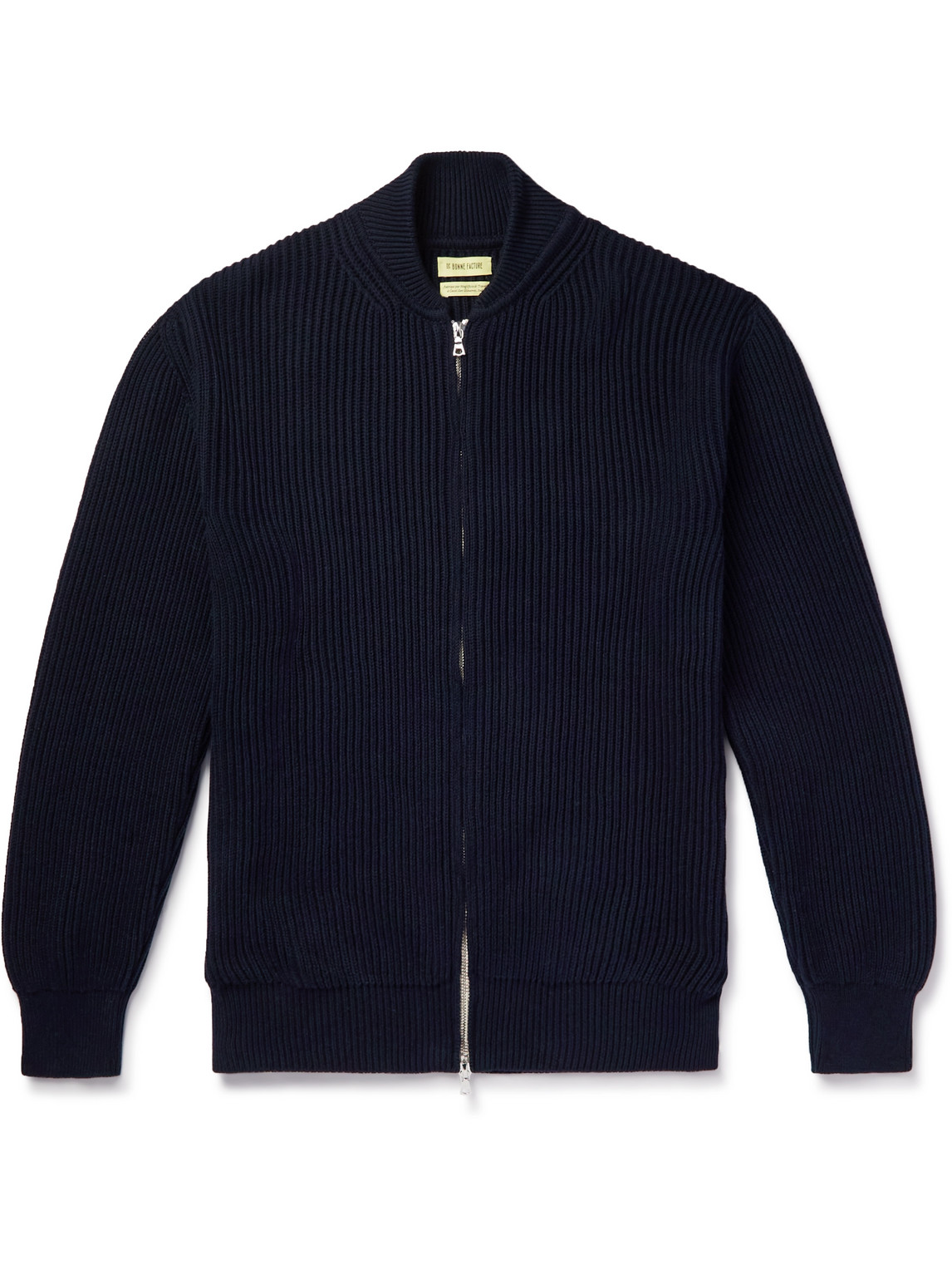 Ribbed Organic Cotton Zip-Up Sweater