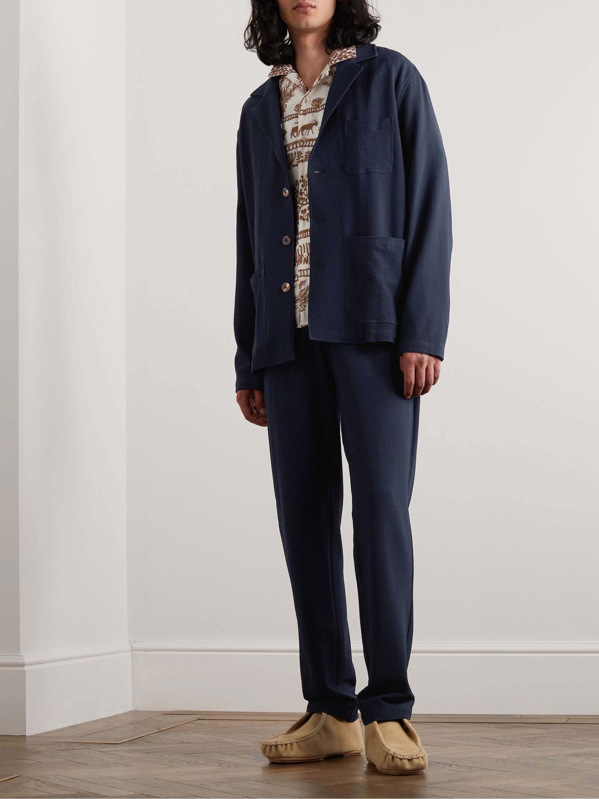 DE BONNE FACTURE Wool-Seersucker Suit Jacket