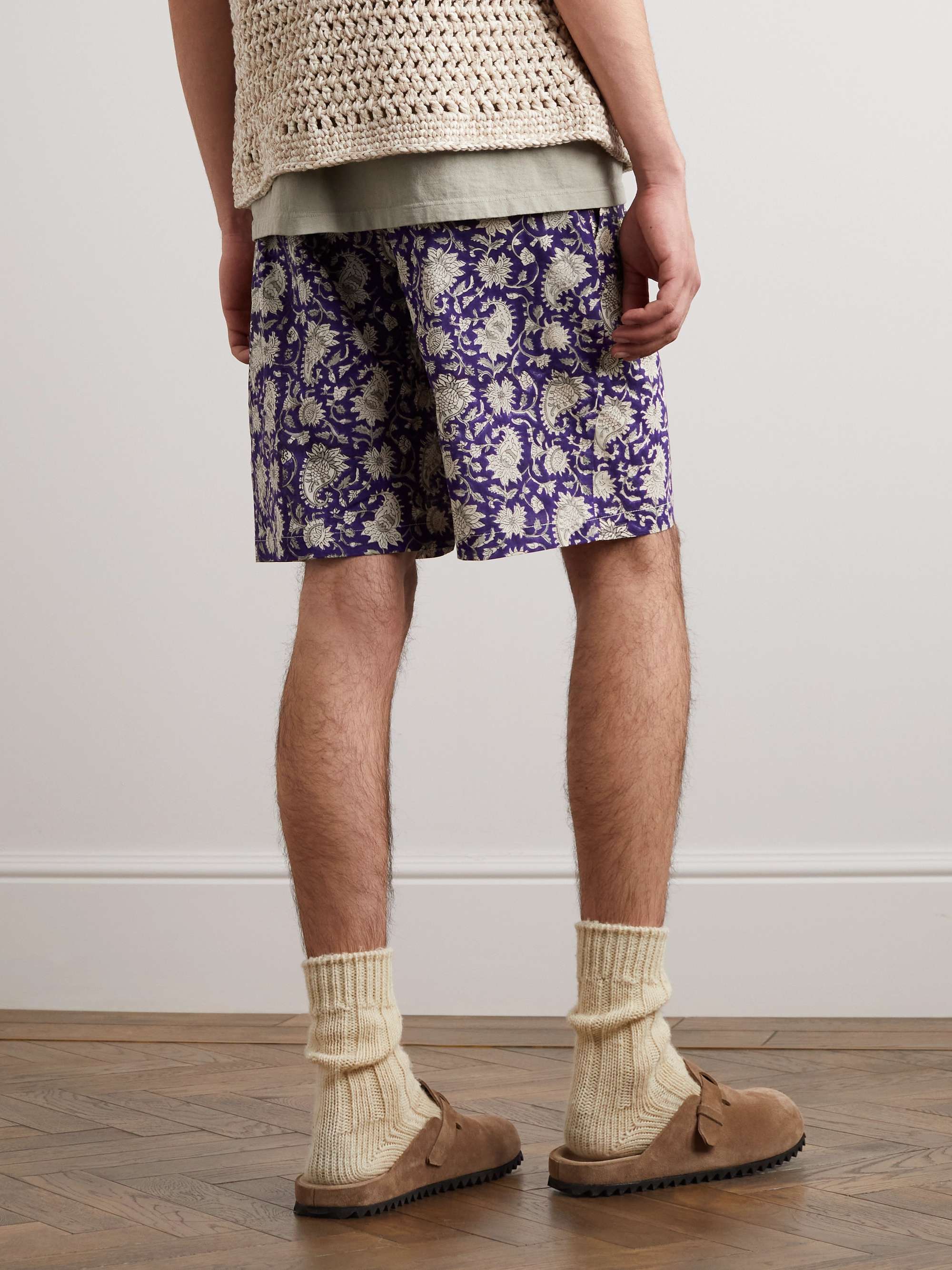 DE BONNE FACTURE Straight-Leg Printed Cotton Drawstring Shorts
