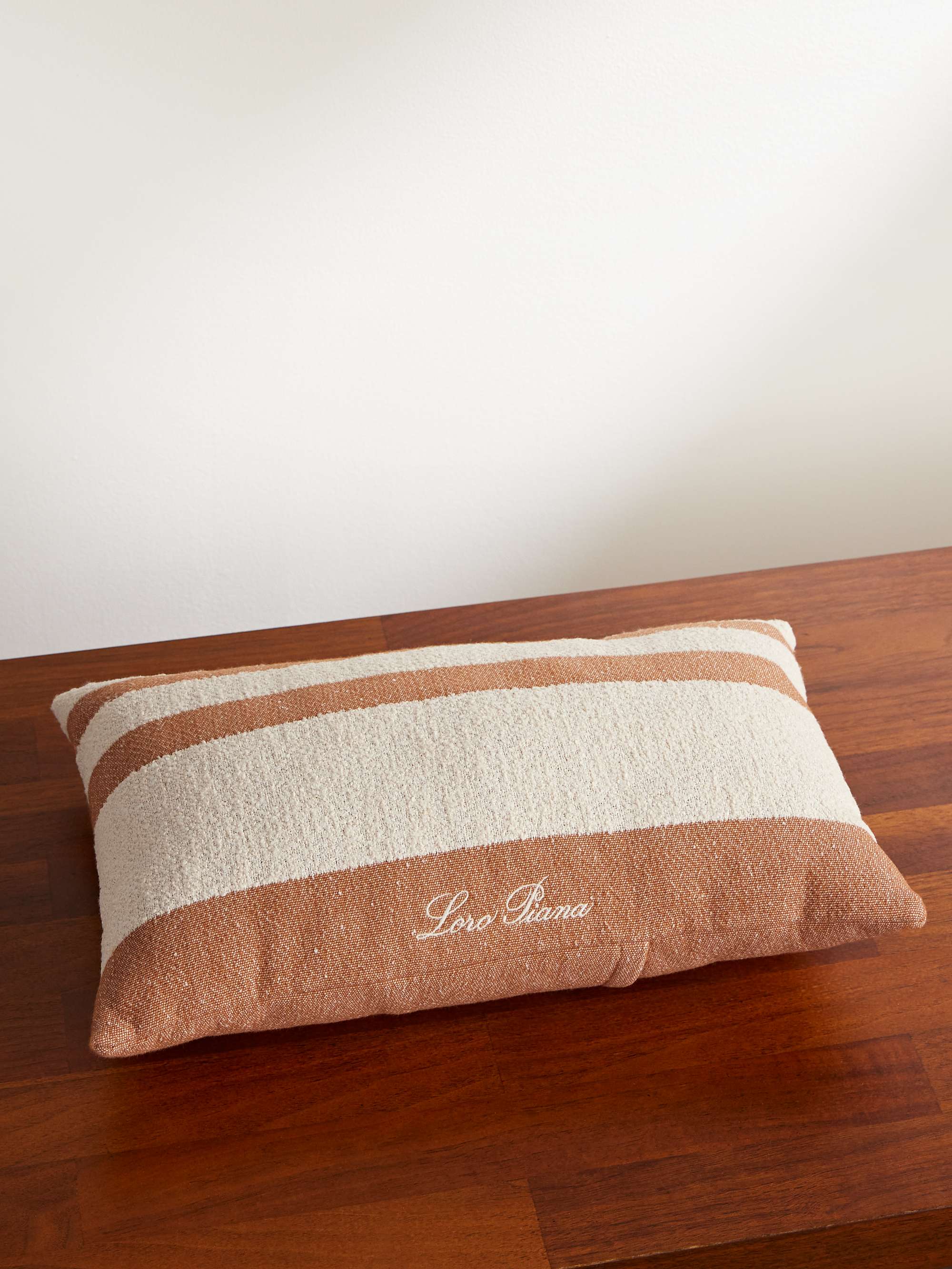 Logo-Embroidered Striped Linen and Terry Beach Pillow