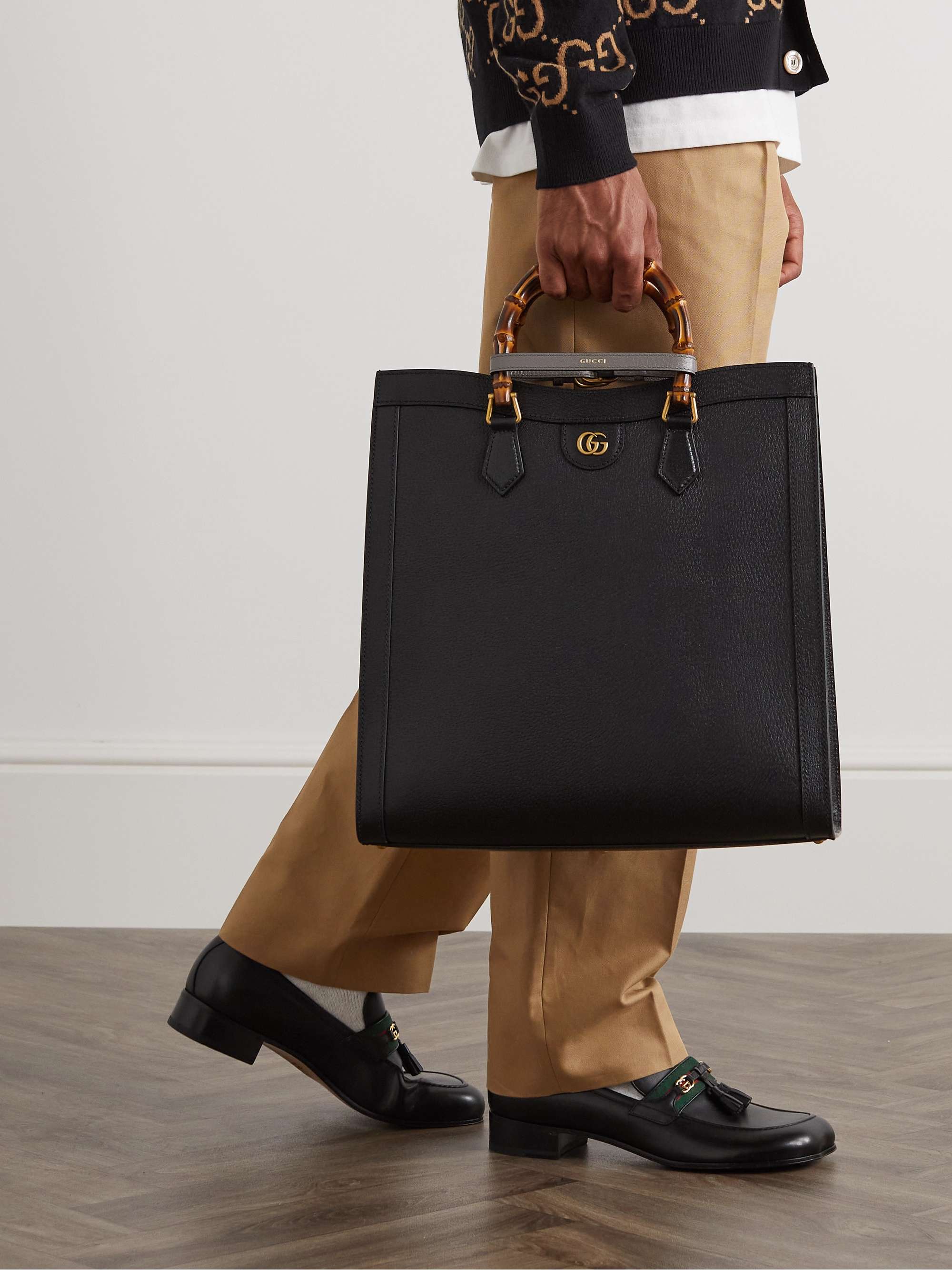 GUCCI Diana Large Bamboo-Trimmed Full-Grain Leather Tote Bag | MR PORTER