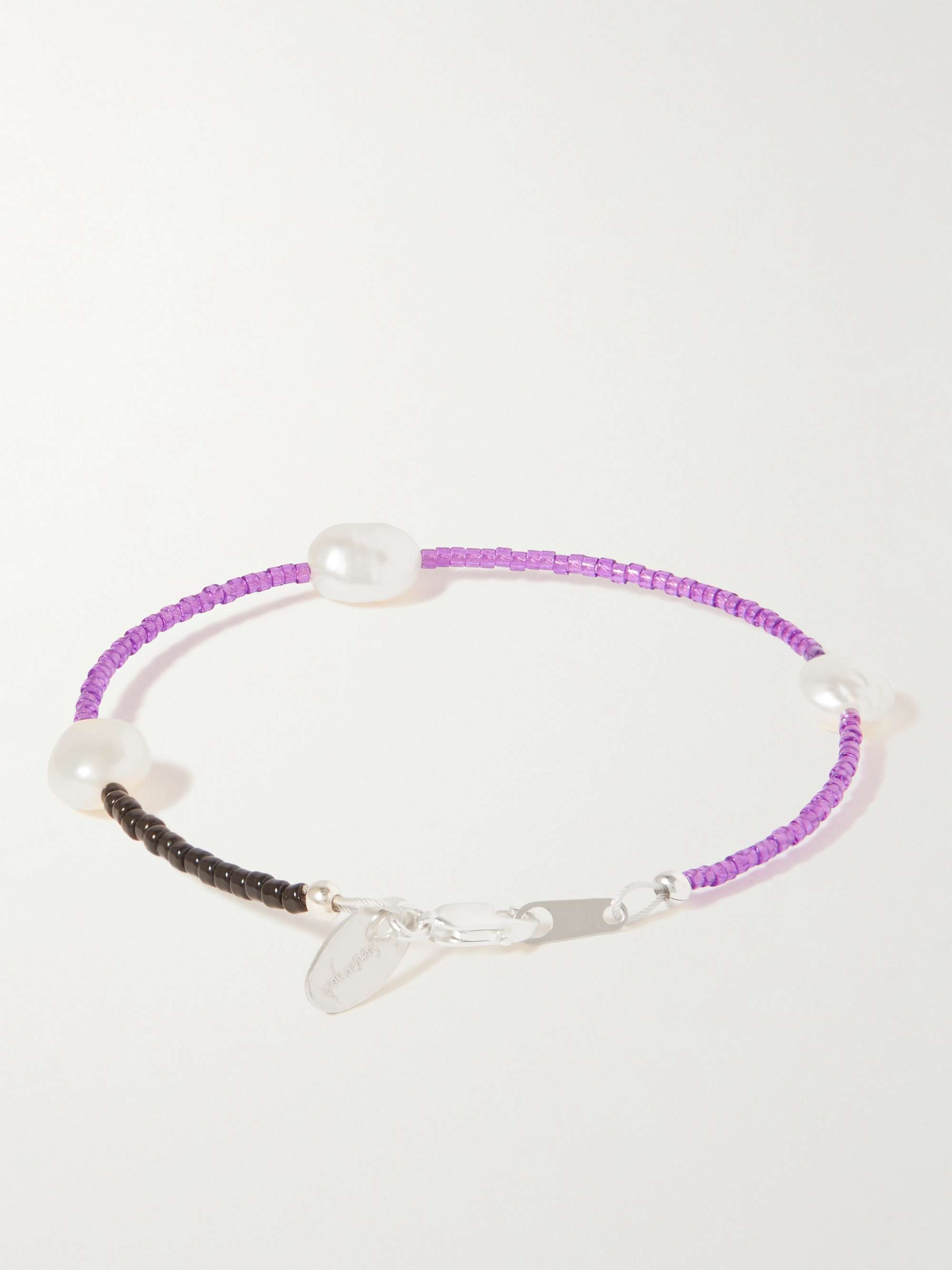 SANTANGELO Shoom Tri Sterling Silver and Pearl Beaded Bracelet