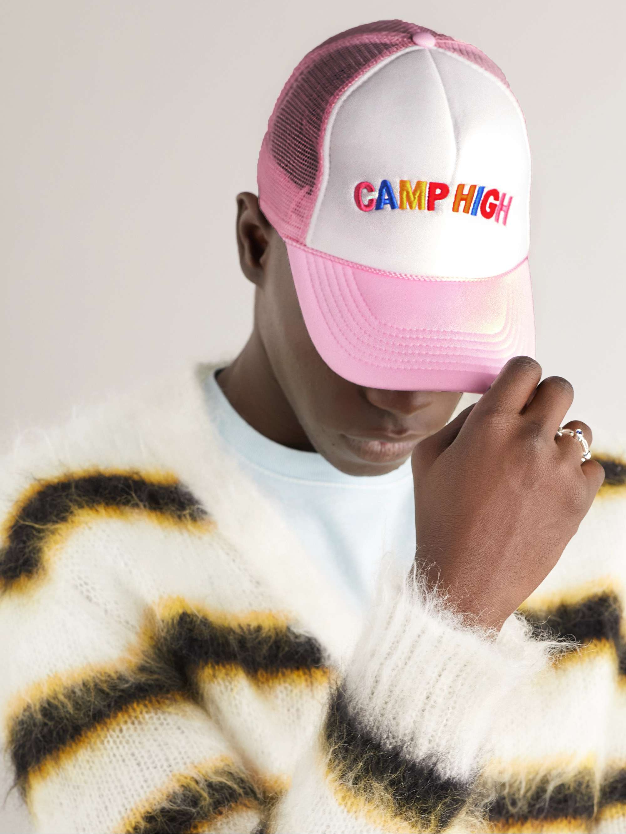 CAMP HIGH Will Rogers Logo-Embroidered Cotton-Twill and Mesh Trucker Hat